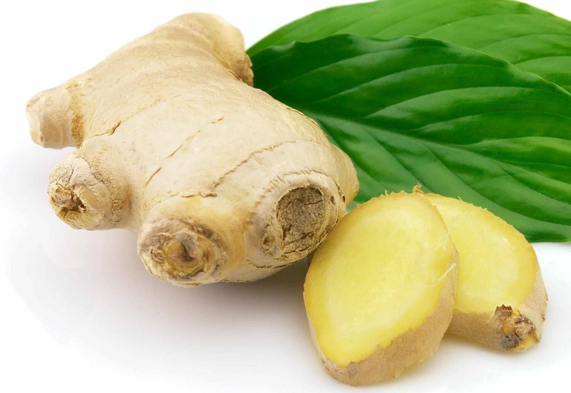 Freshly Sliced Ginger Root Background