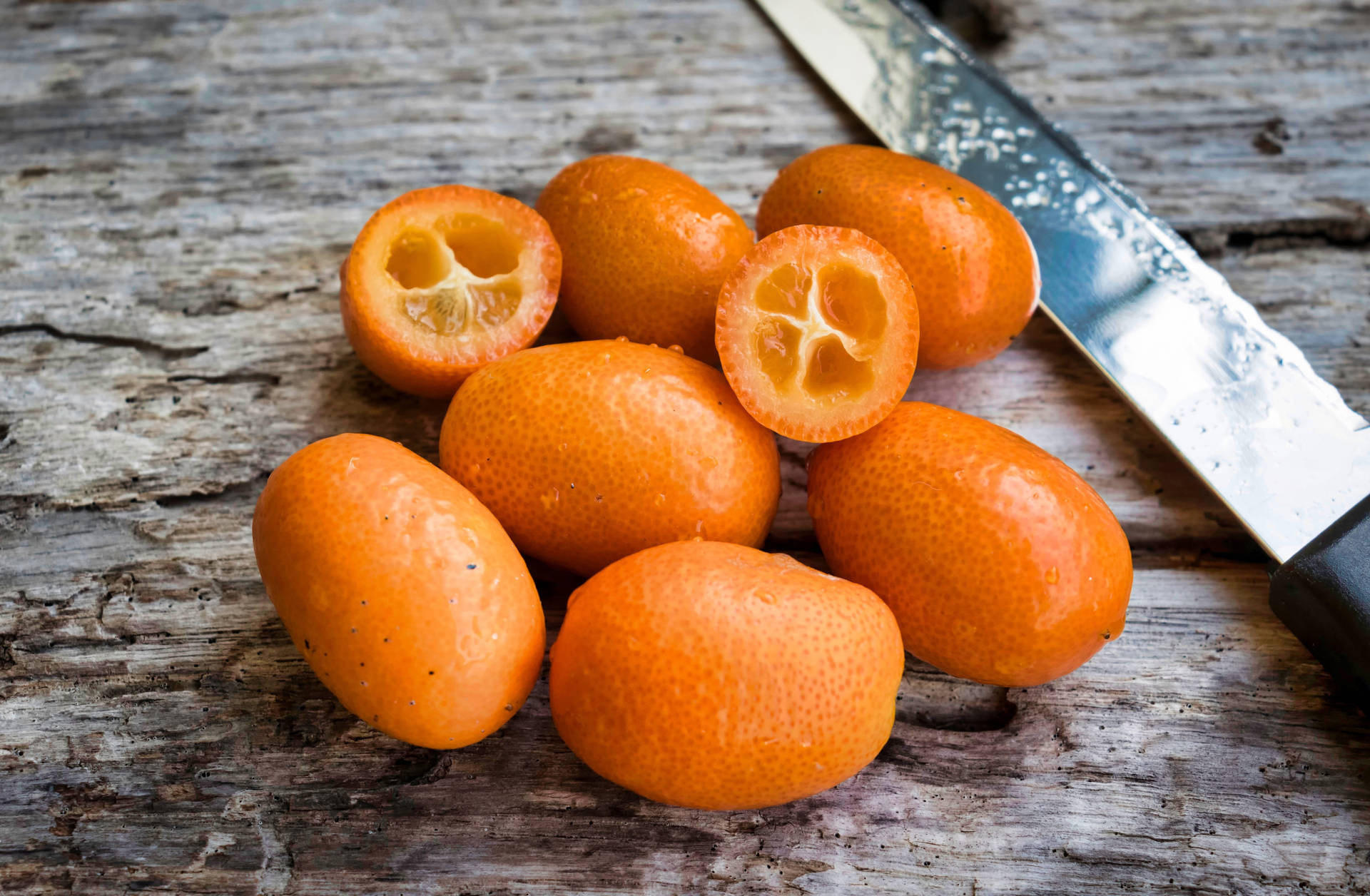 Freshly Sliced Kumquat Fruits Close Up