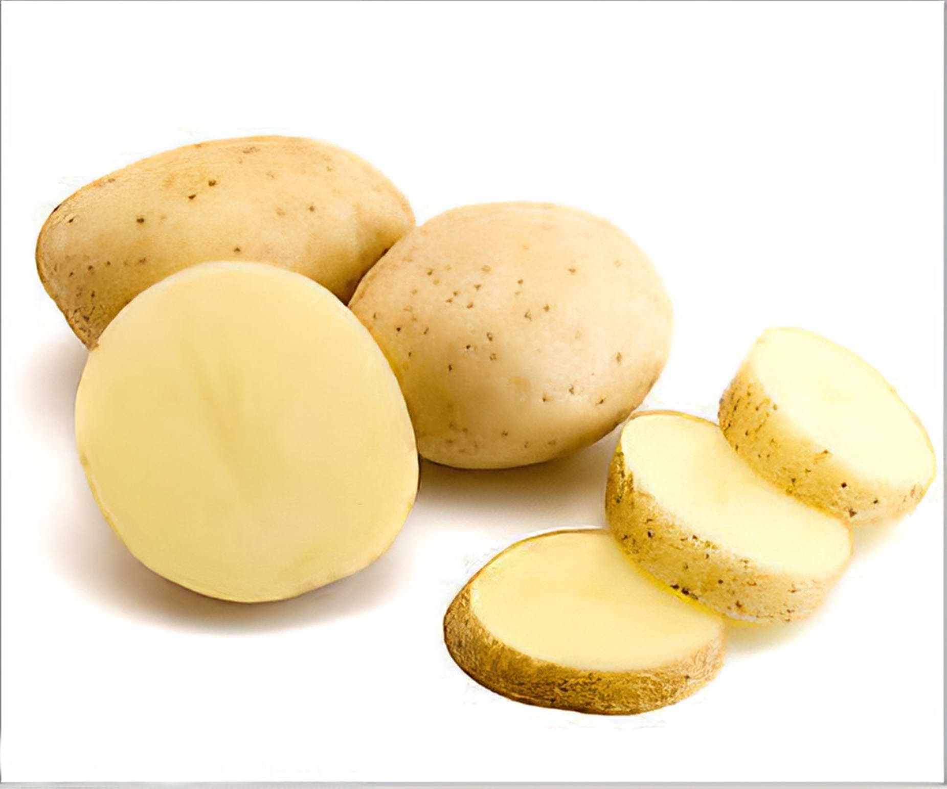 Freshly Sliced Potato Showcasing Juicy Yellow Flesh Background