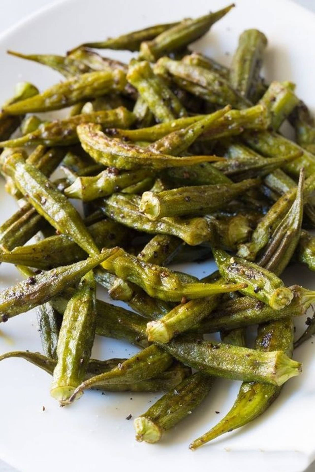 Freshly Stewed Okra Dish Background