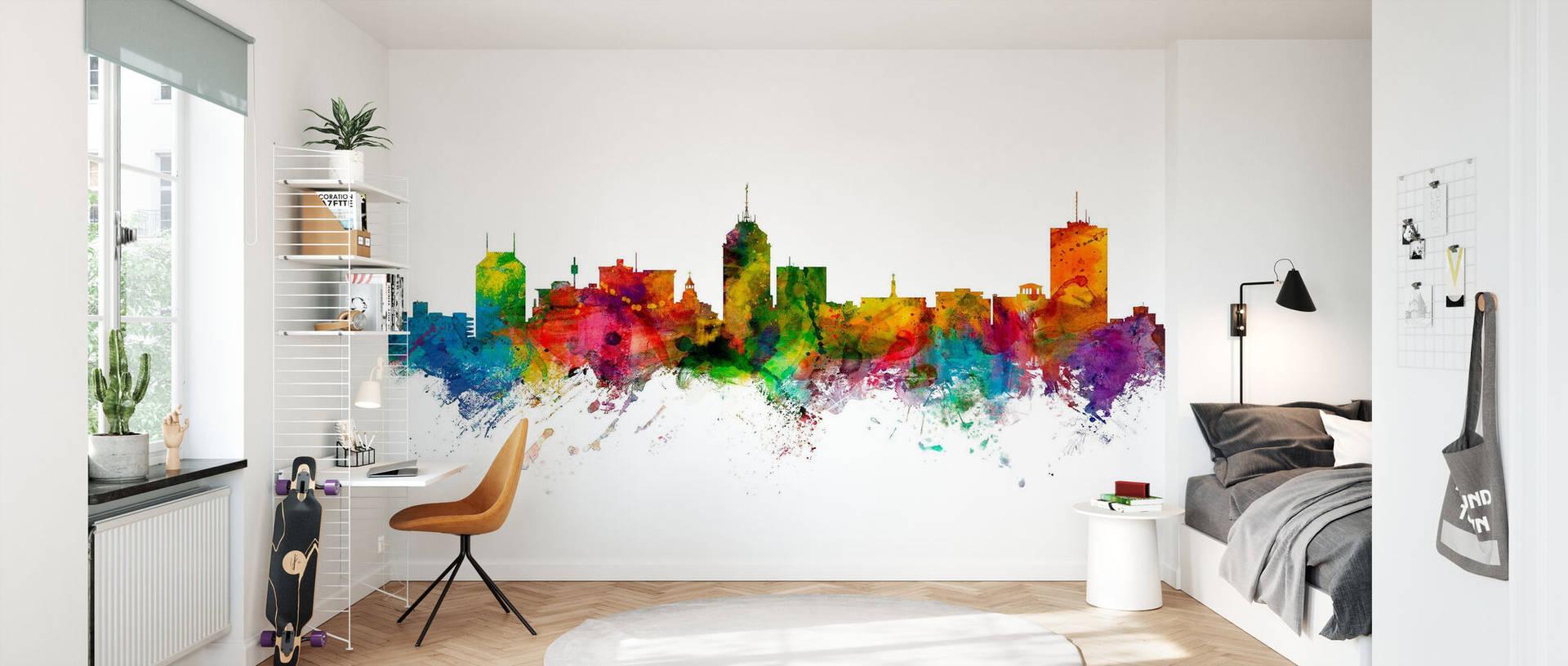 Fresno California Colorful Wall Mural Background