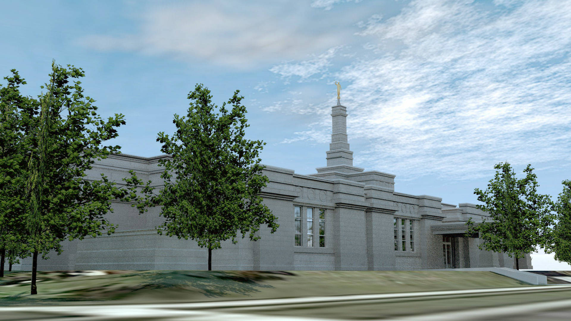 Fresno California Temple Exterior Daytime Background