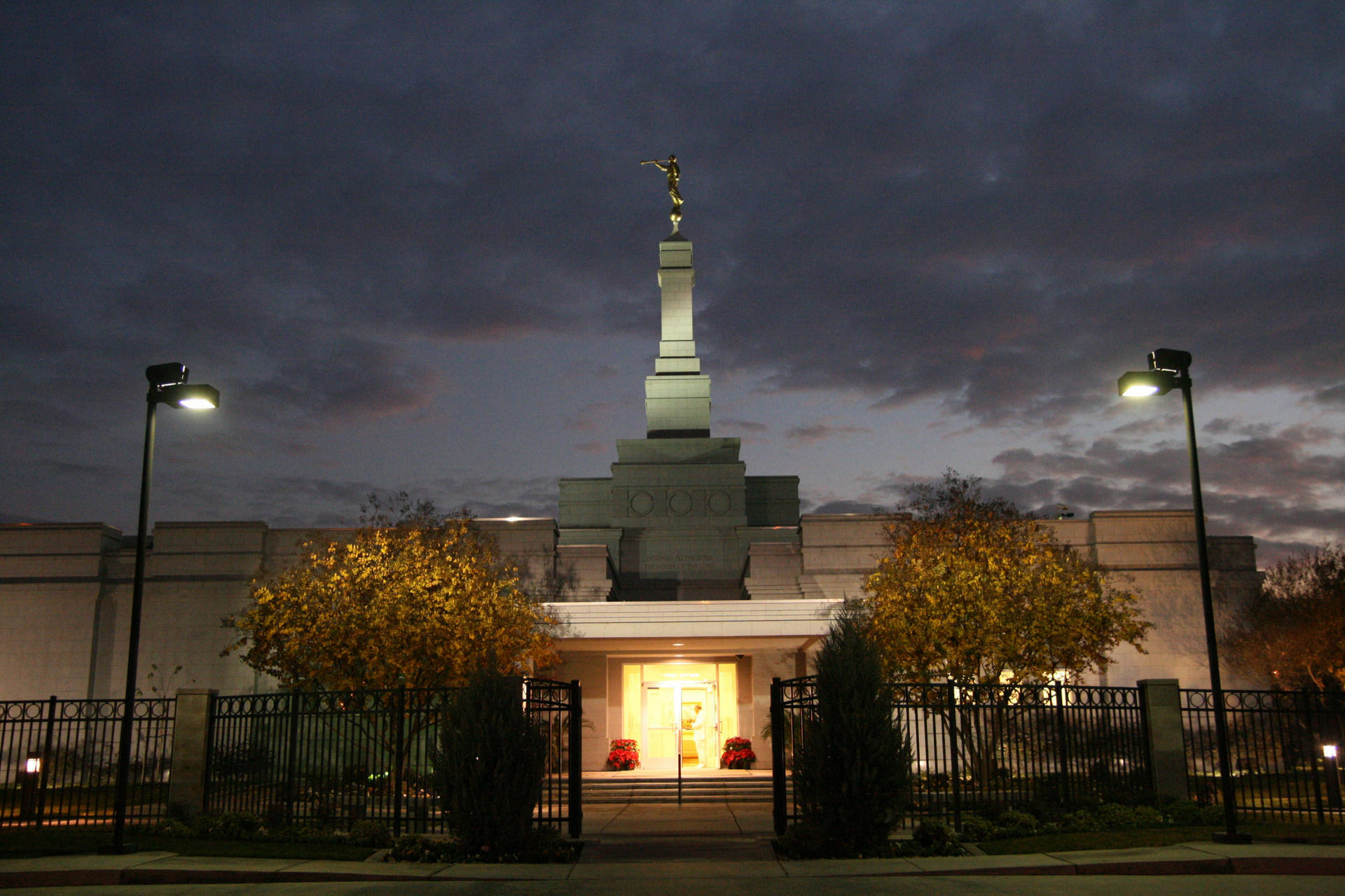 Fresno California Temple Front View Background