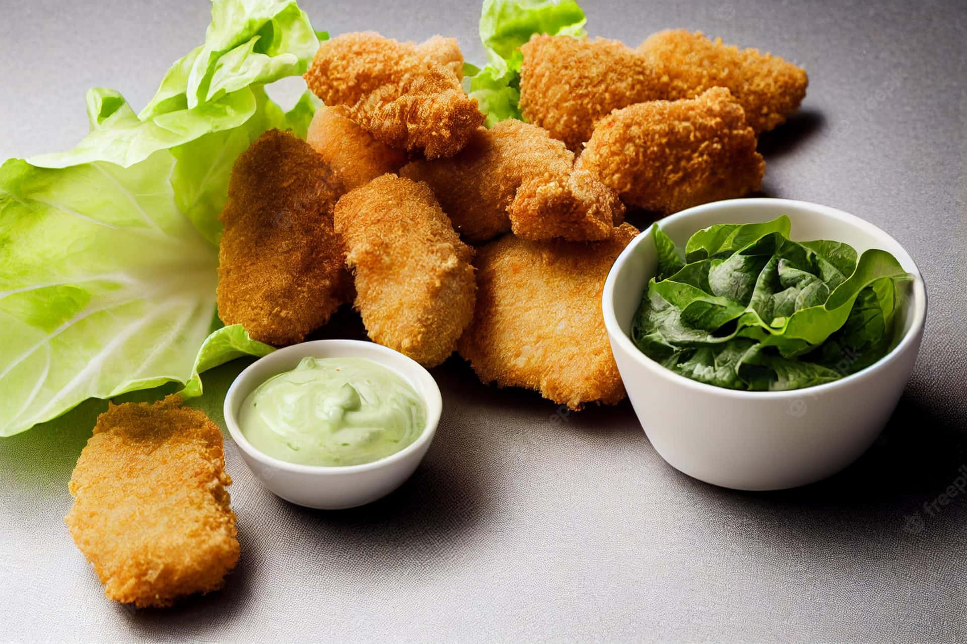 Fried Chicken Nuggets With A Dip