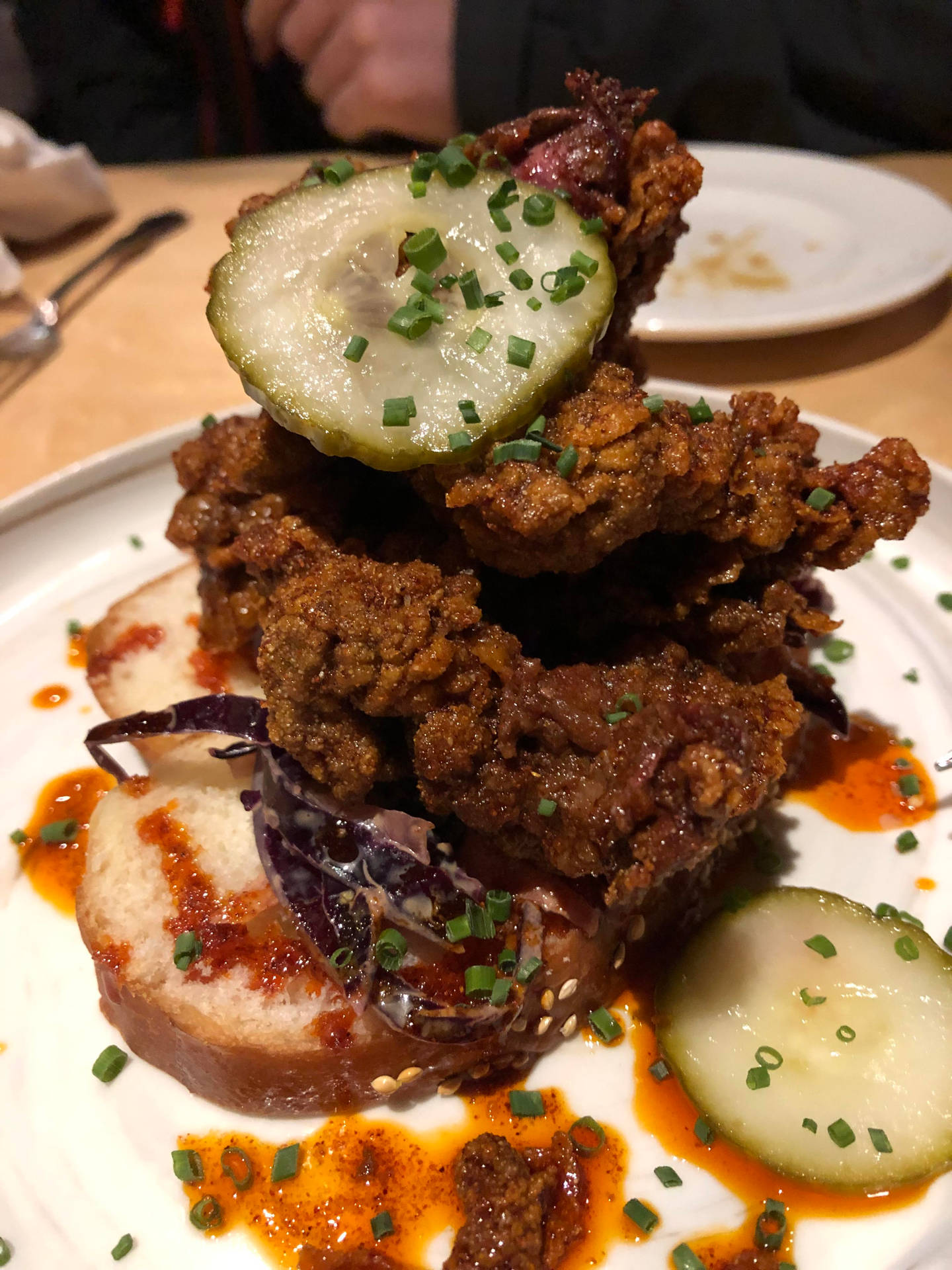 Fried Crunchy Liver With Cucumbers Background