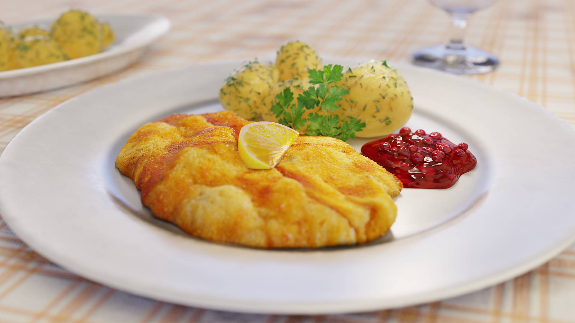 Fried Golden Yellow Wiener Schnitzel Background