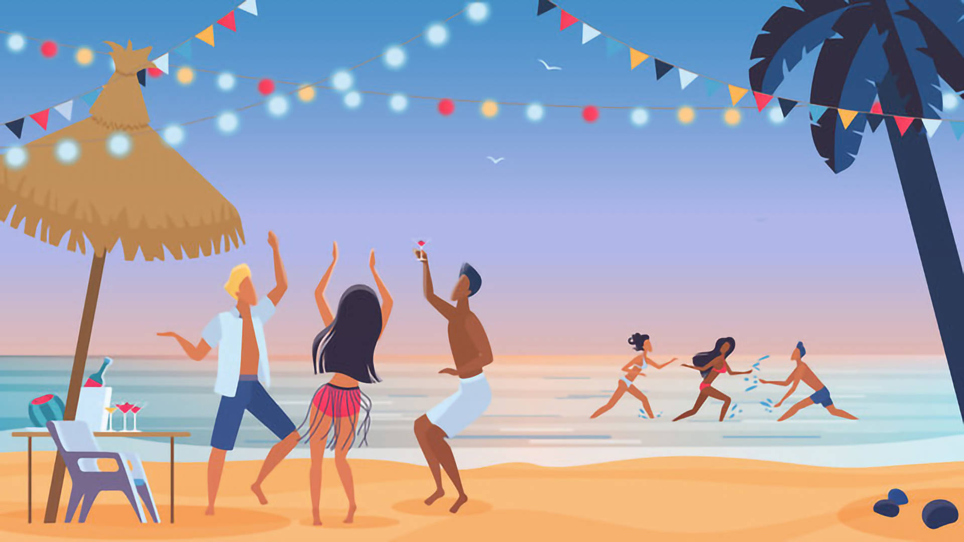 Friends Beach Party Background