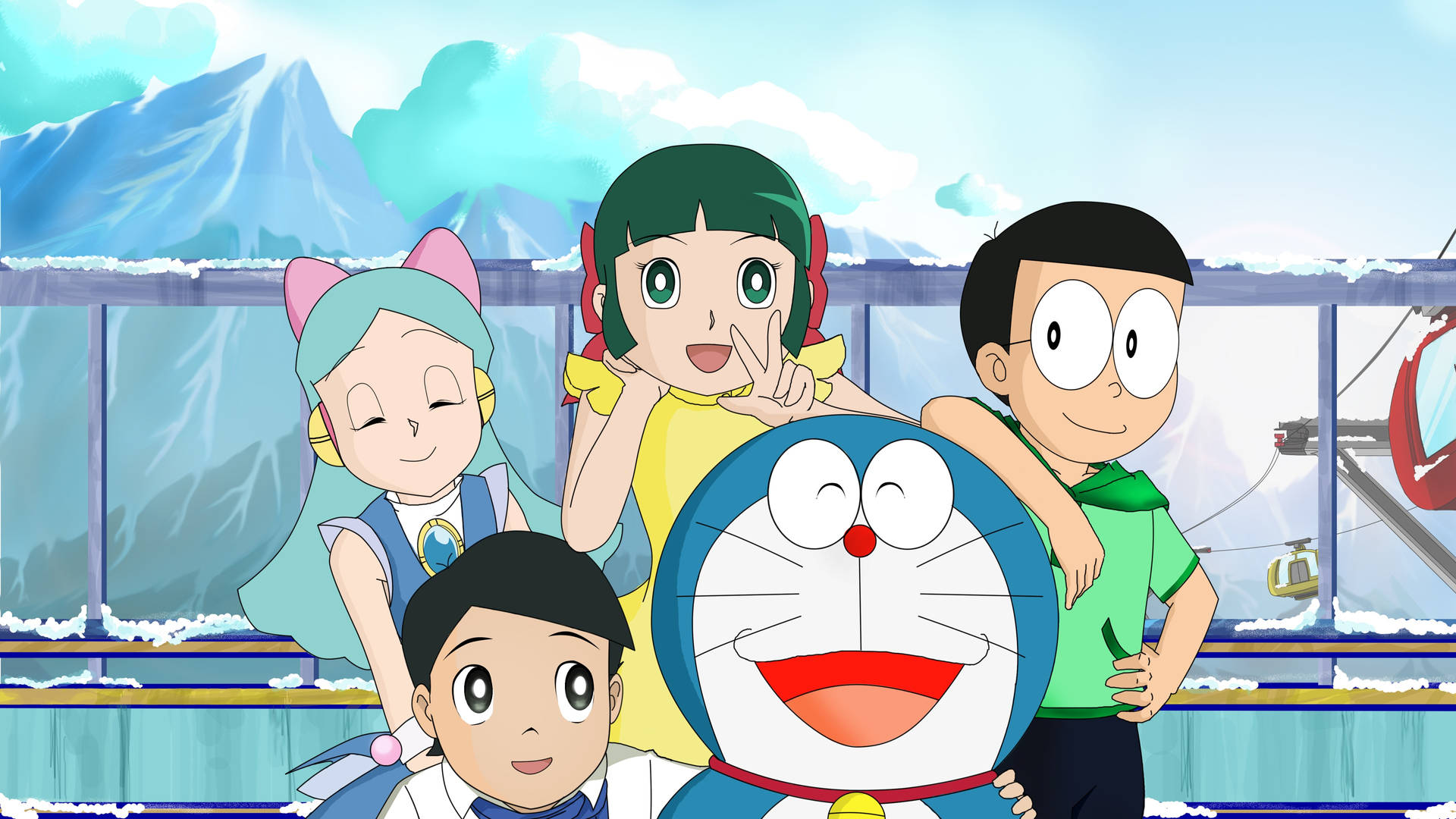Friends Doraemon 4k Background
