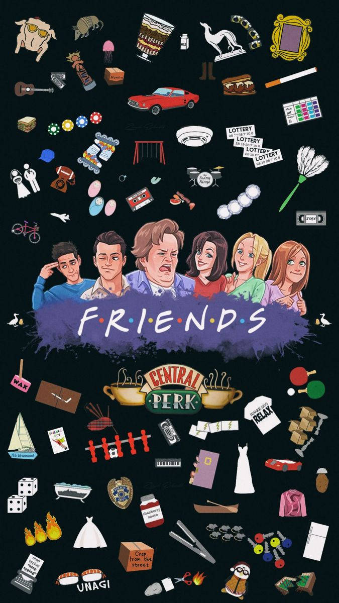 Friends Tv Show Stickers Collage Background