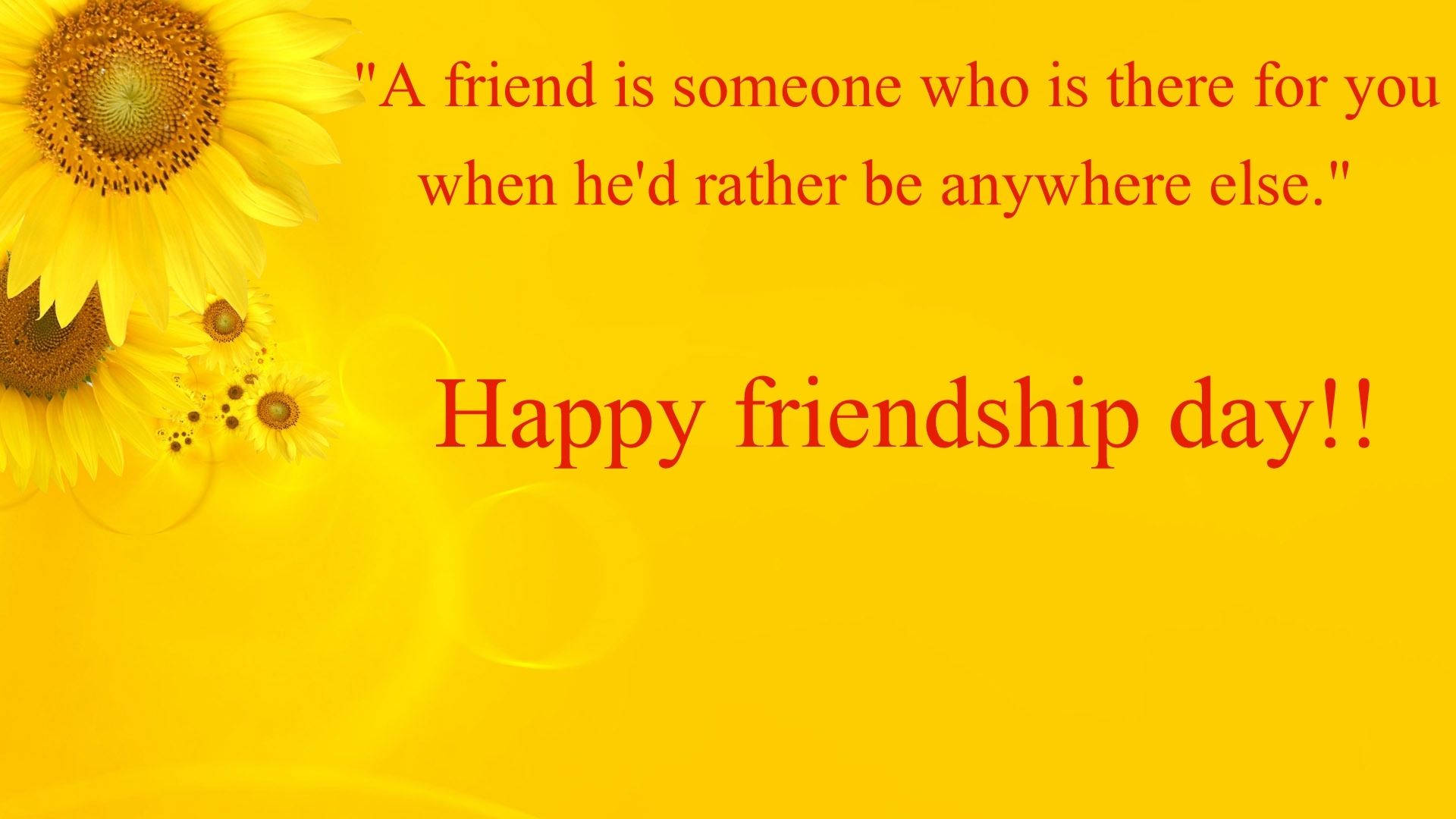 Friendship Day Quote With Sunflowers Background