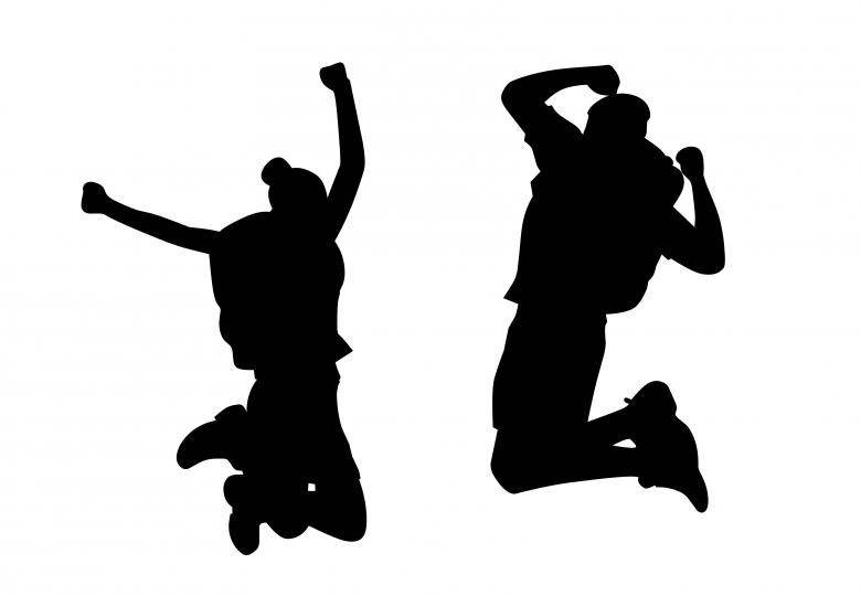Friendship Jumping Silhouettes Background