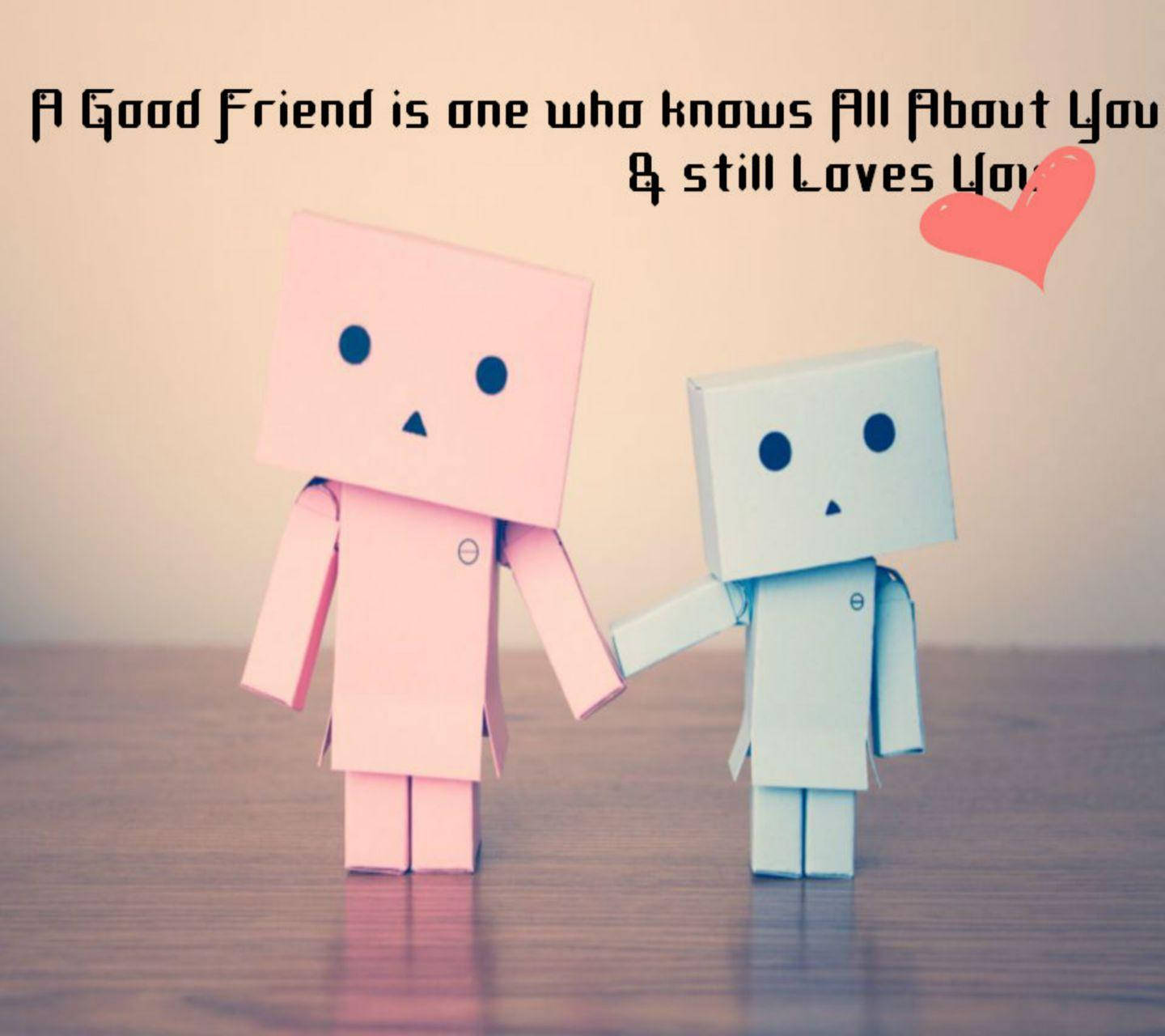 Friendship Of Two Cute Cardboard Toys Background