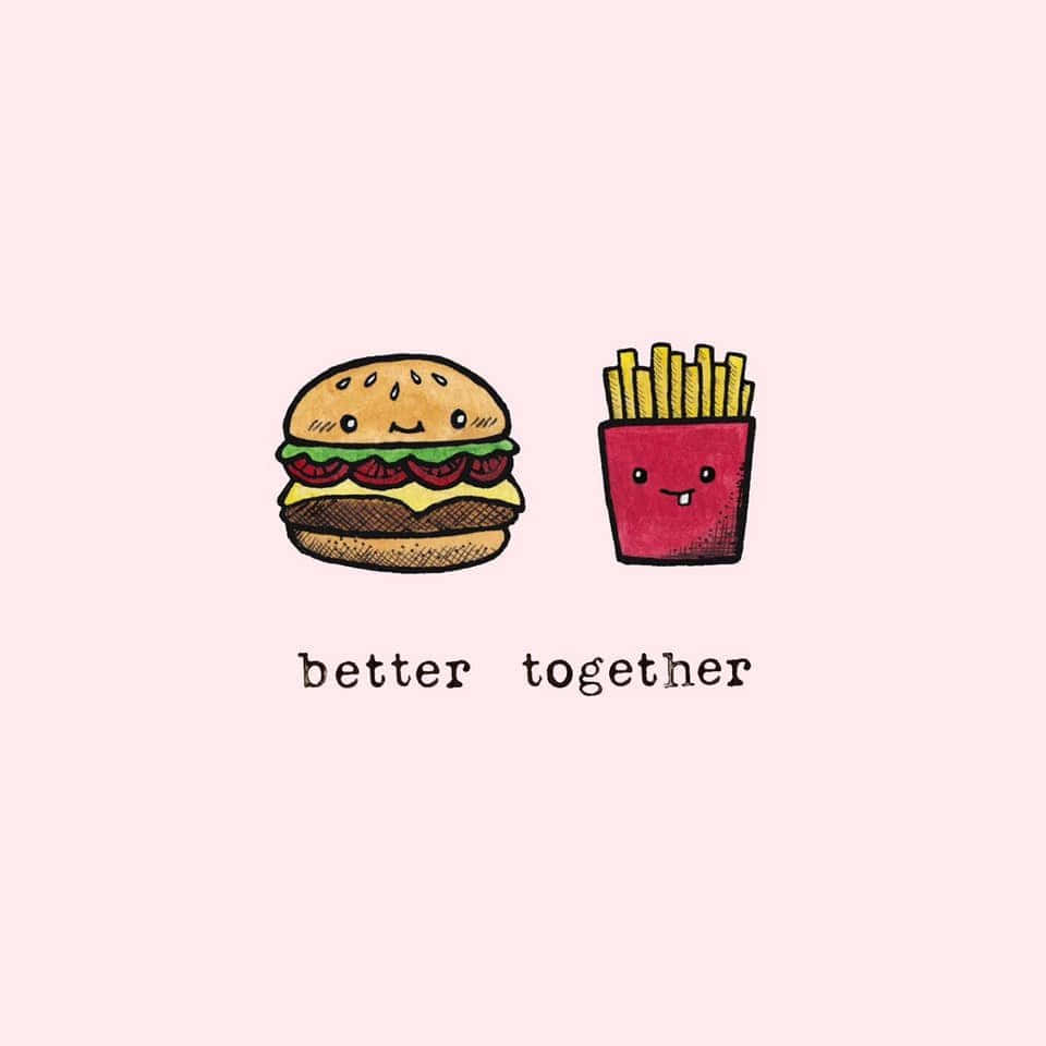 Fries And Burger Kawaii Best Friend Background