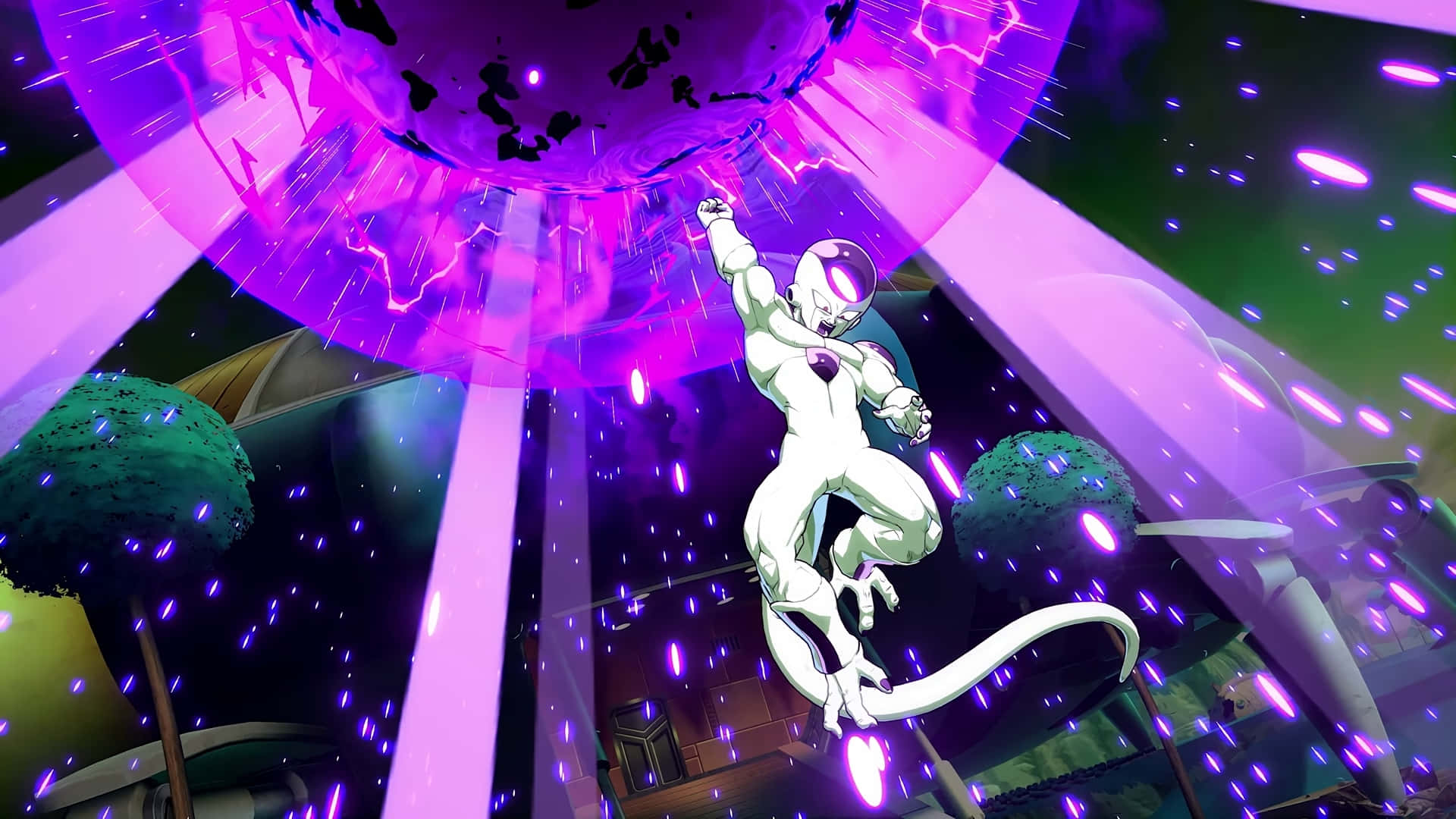 Frieza Fighting Purple Light Background