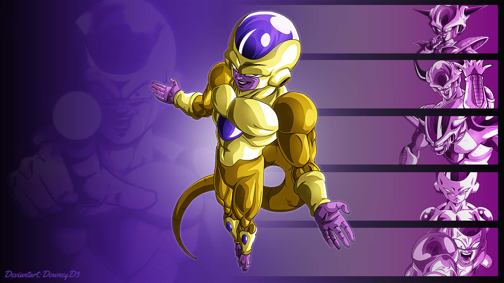 Frieza Golden Armor Purple Background