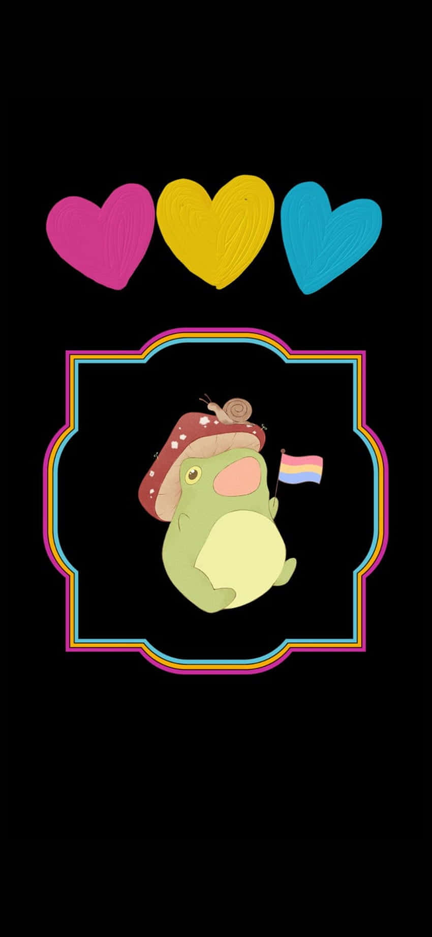 Frog Holding Cute Lgbt Flag Digital Illustration Background