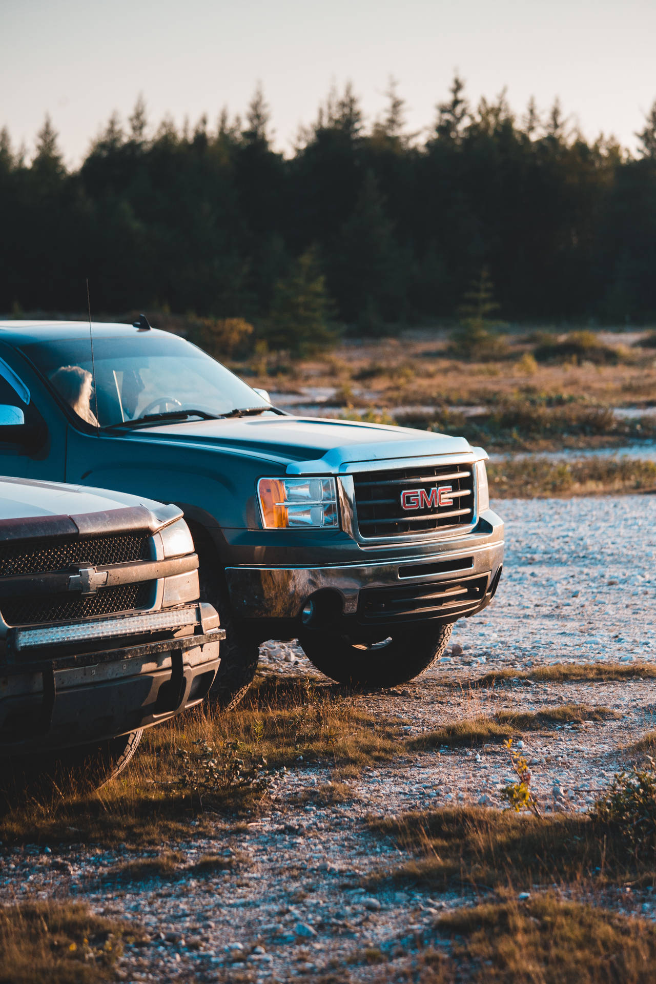 Front Part Of The Blue Duramax Background