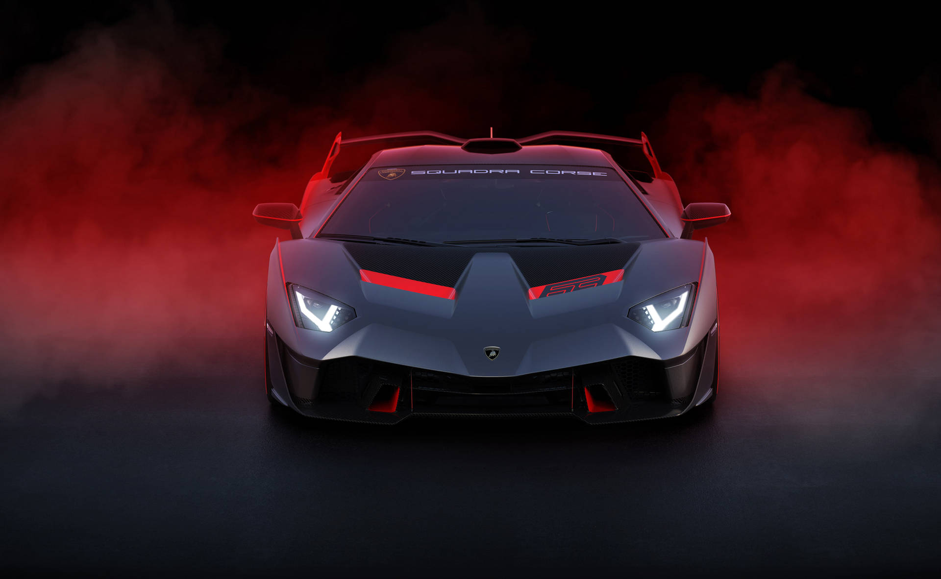 Front View Black And Red 3d Car Background