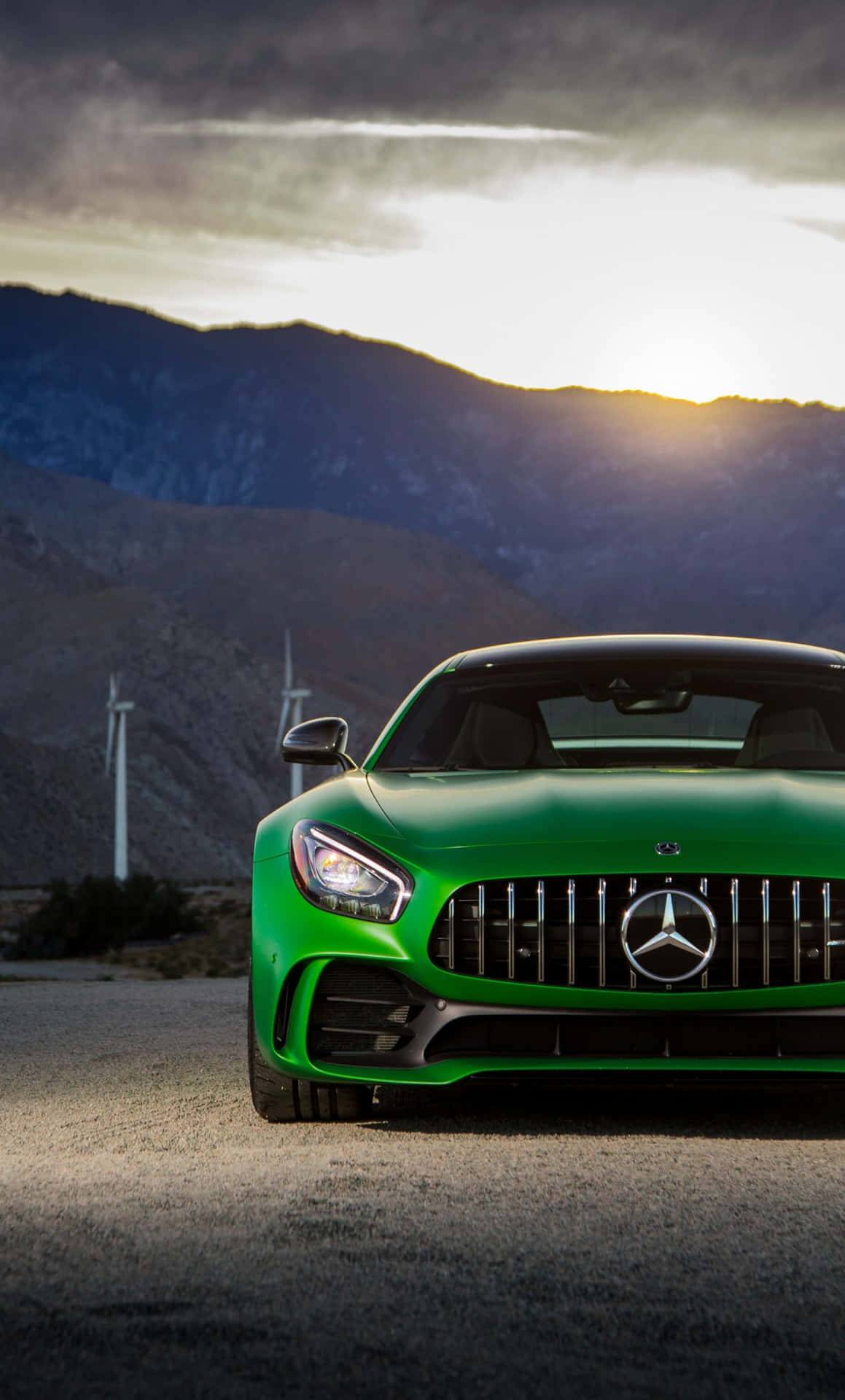 Front View Green Mercedes Gts Background