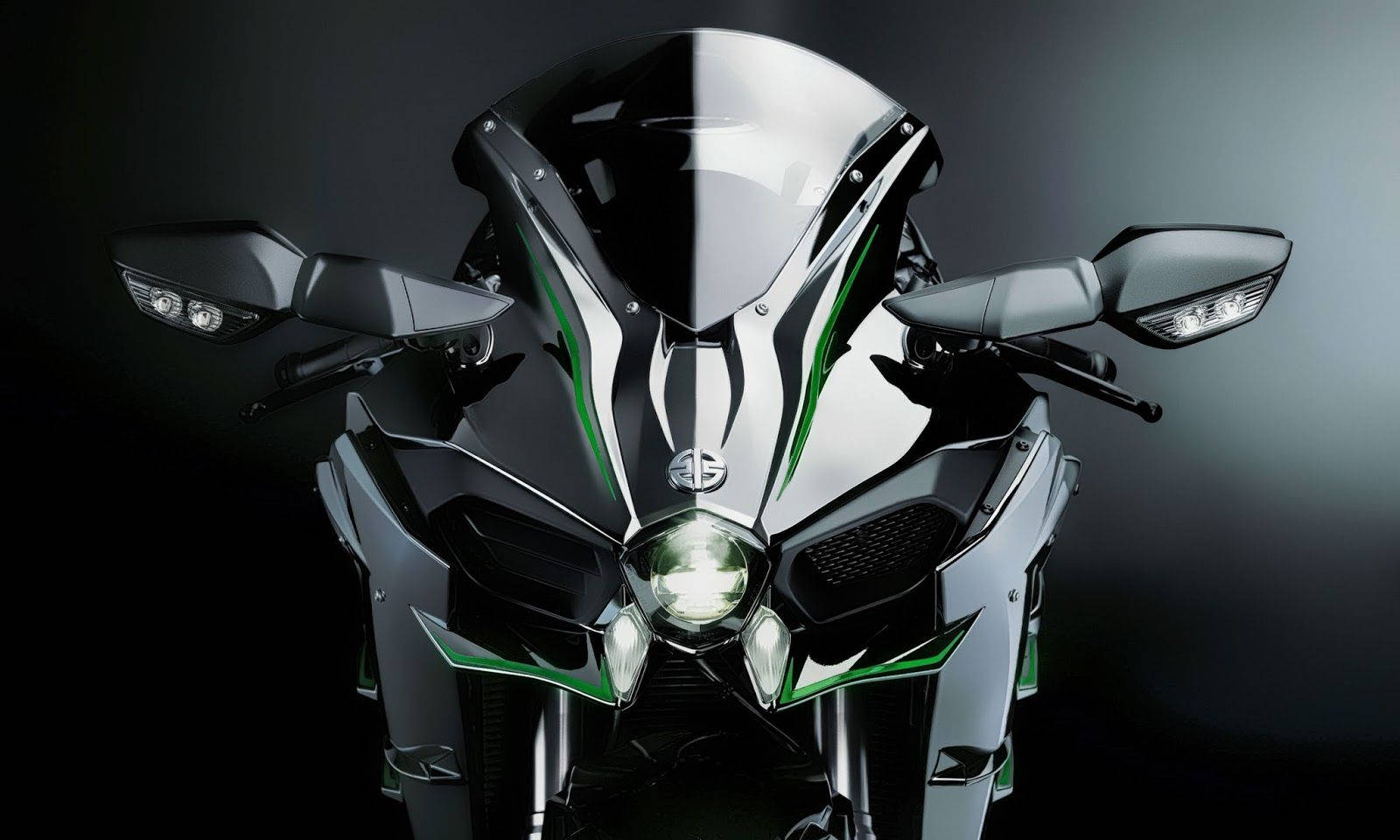 Front View Of A Sleek Kawasaki H2r - The Epitome Of Raw Power And Speed