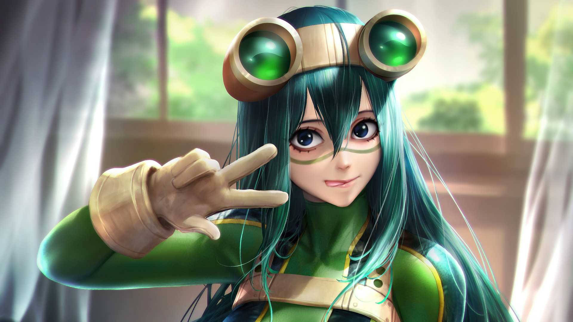 Froppy Doing Peace Sign Background