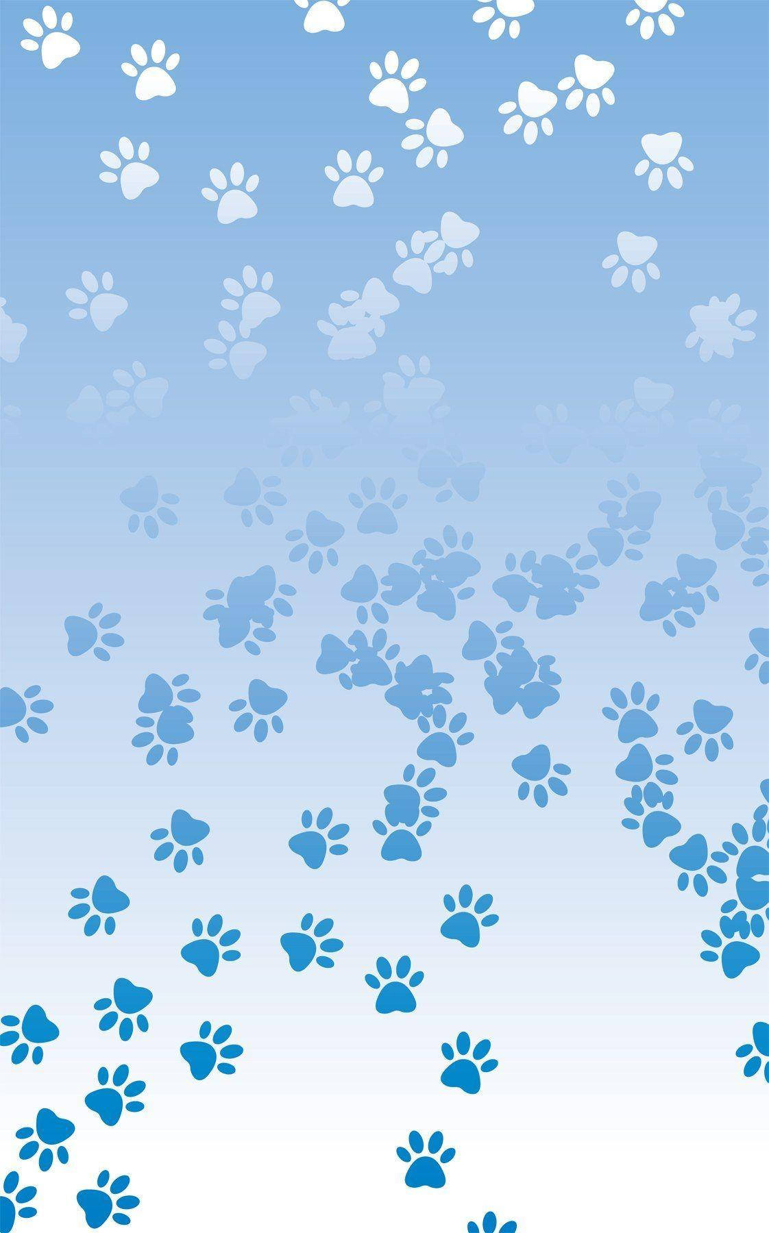 Frosted Blue Paw Prints Background