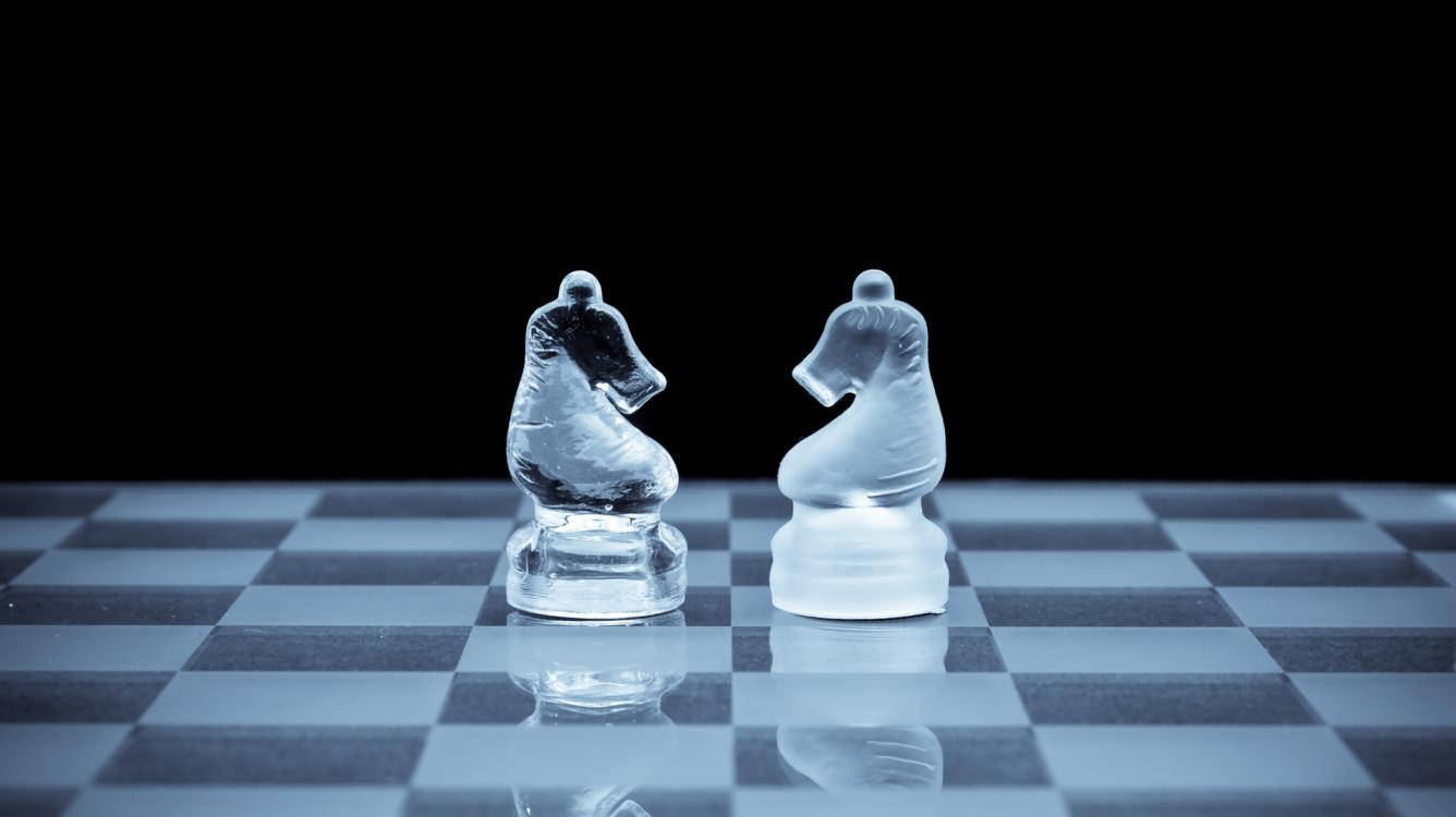 Frosted Glass Chess Knights Background