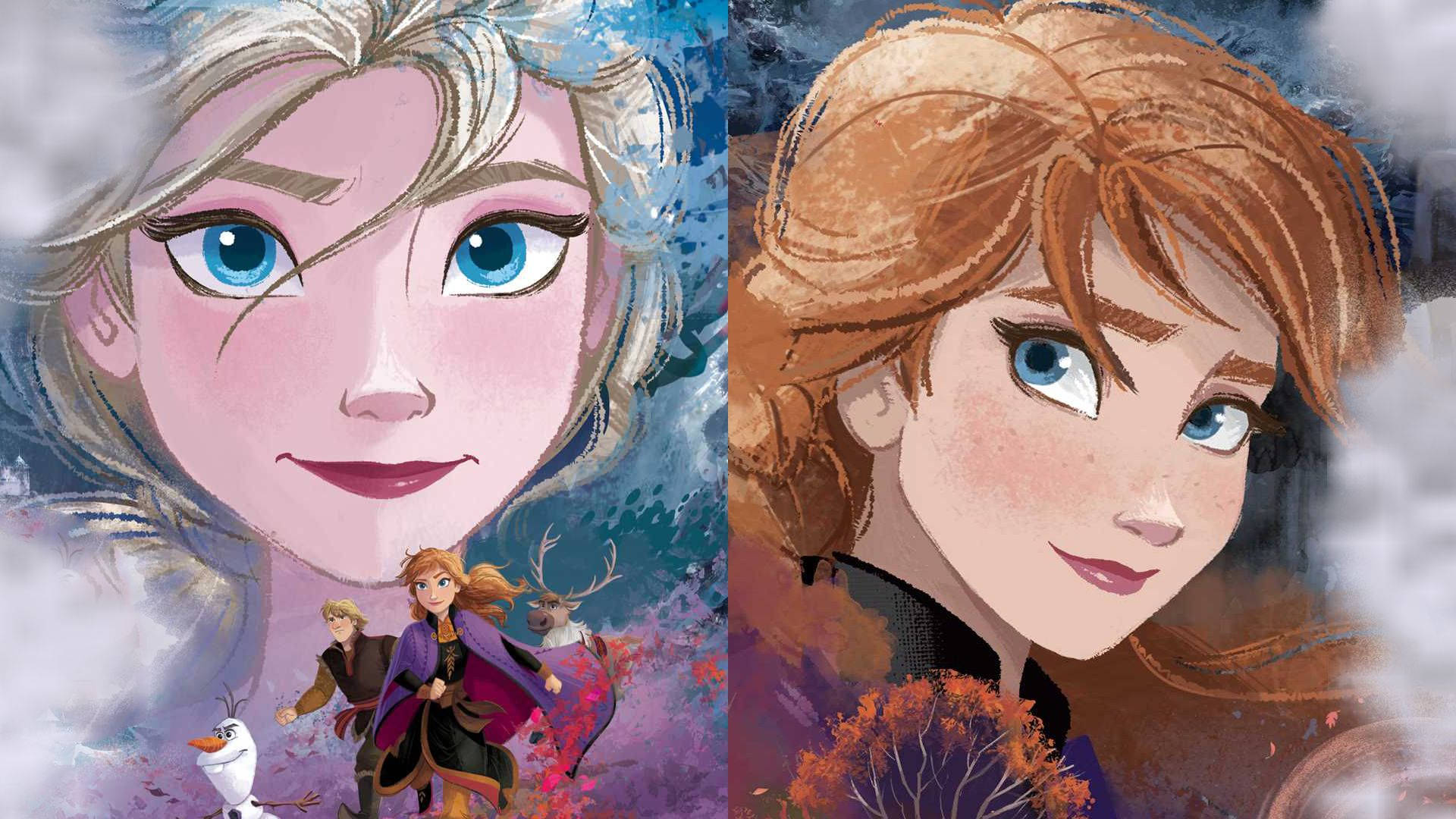 Frozen 2 Elsa And Anna Colored Sketch Background