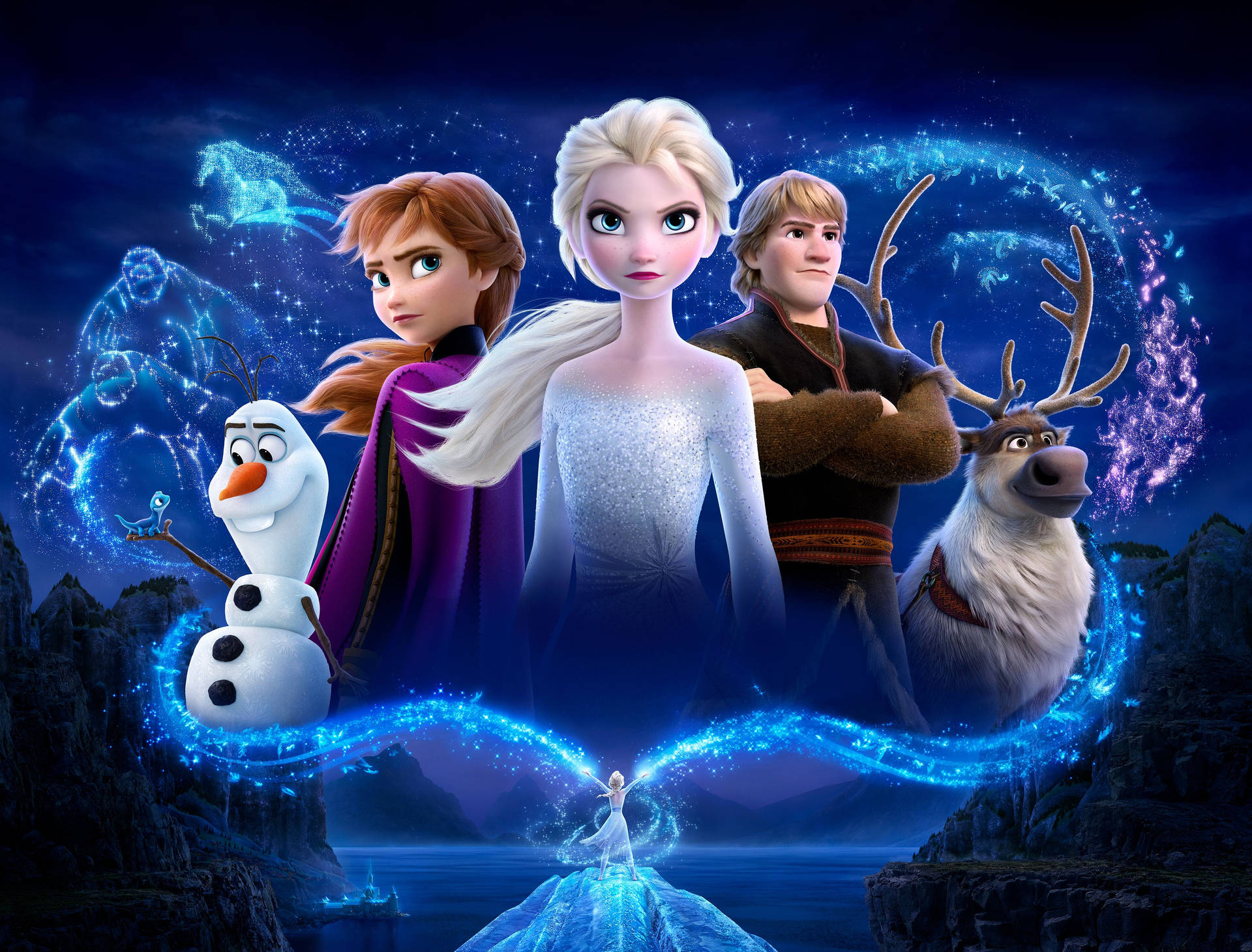 Frozen 2 Elsa And Other Characters Background