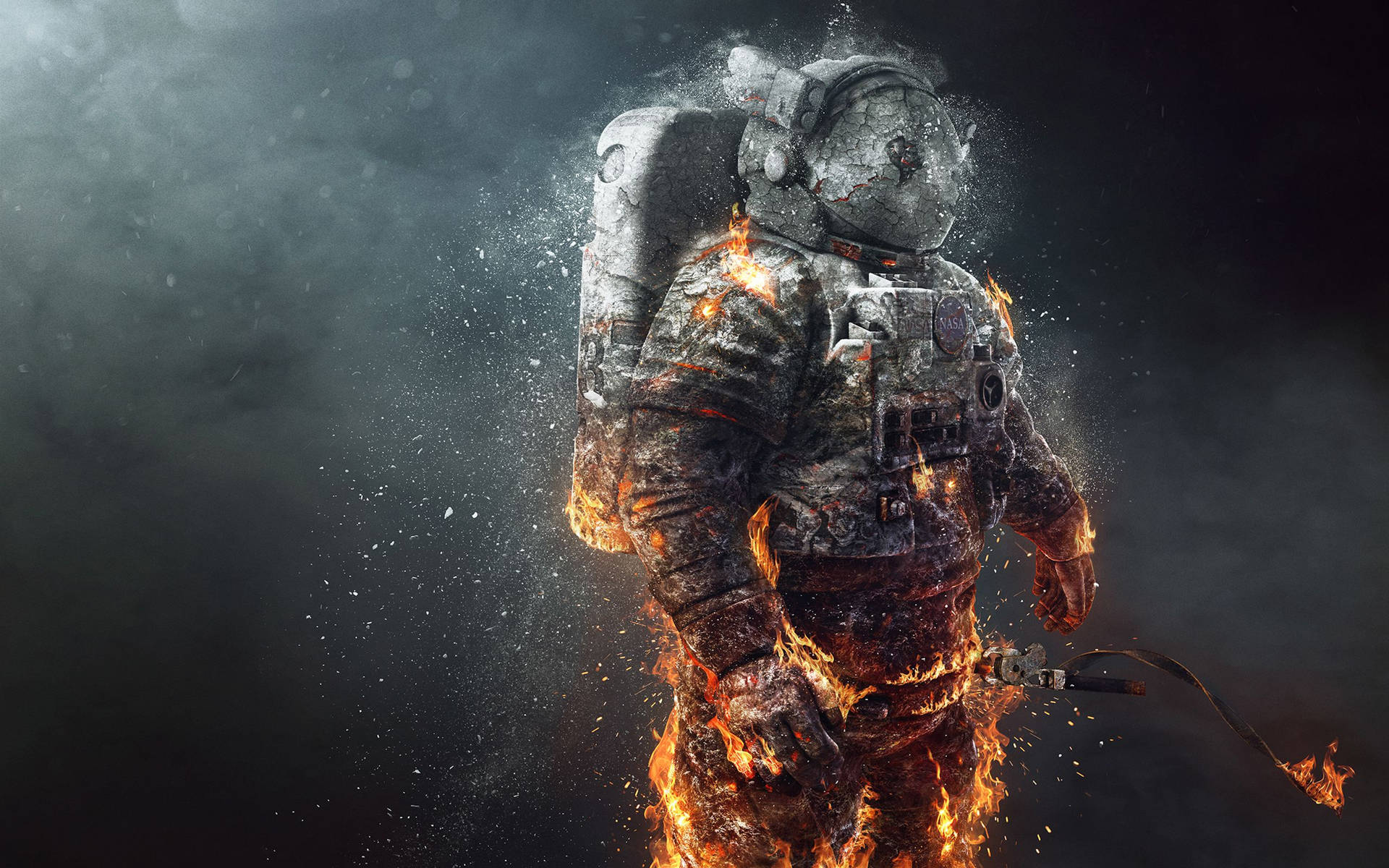 Frozen Burning Space Astronaut Background