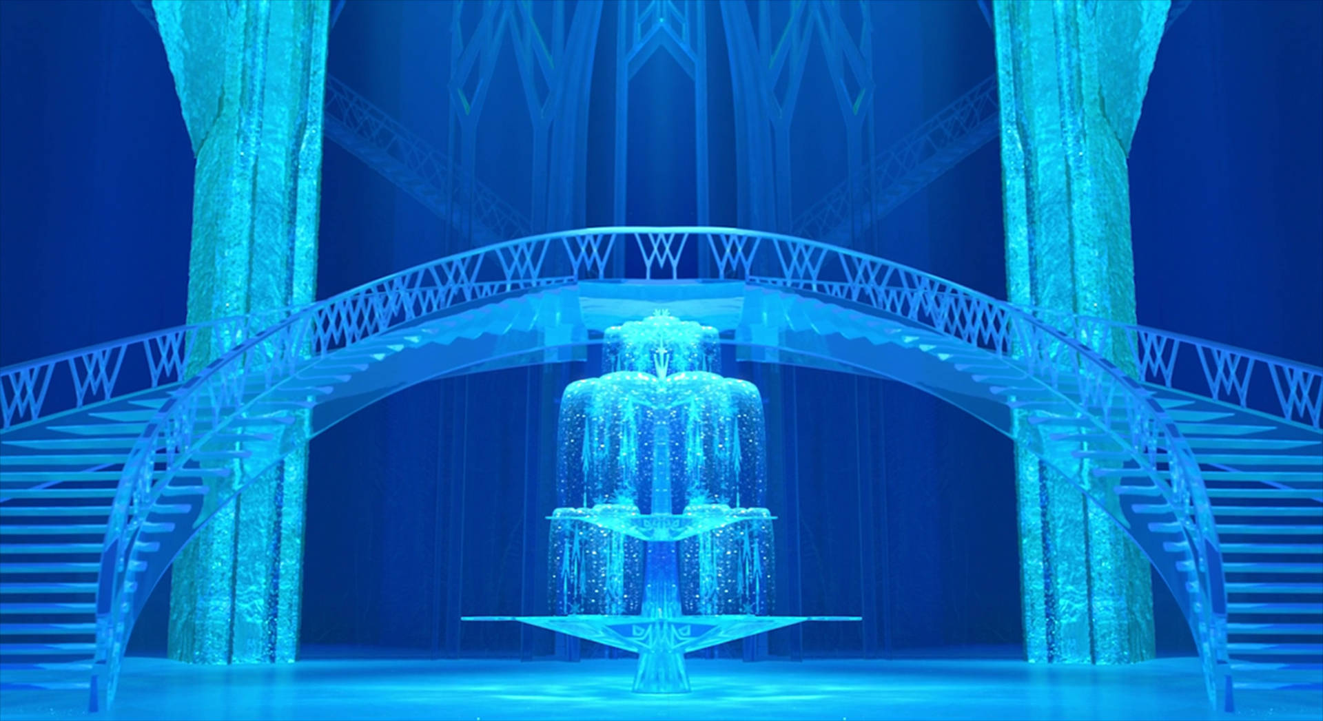 Frozen Castle Fountain Background