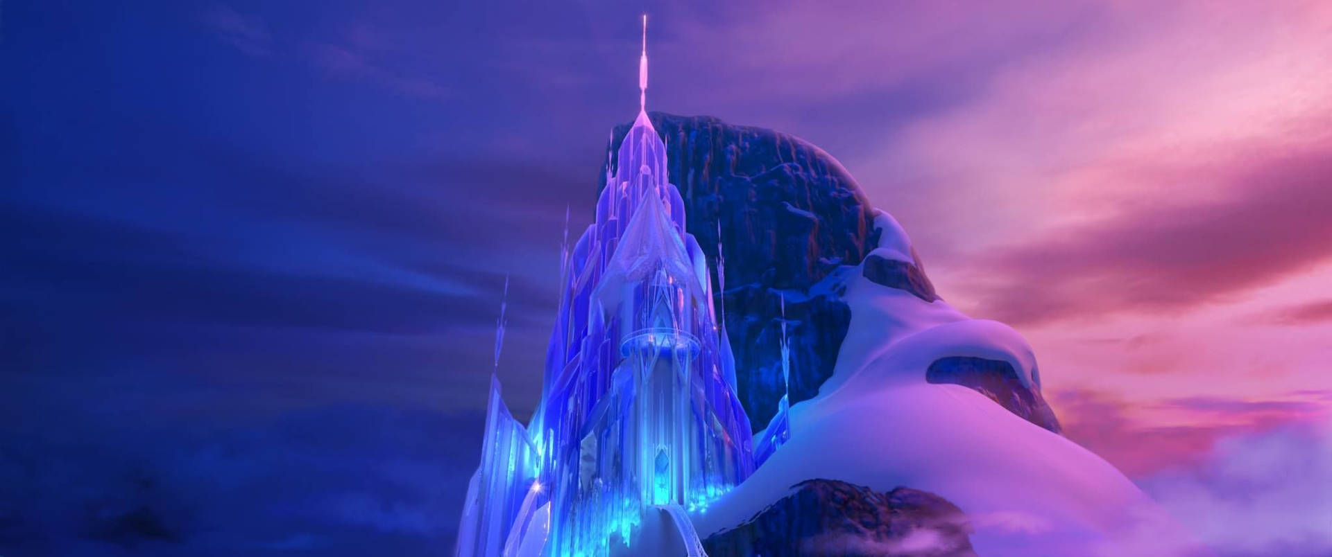 Frozen Castle On Cliff Background