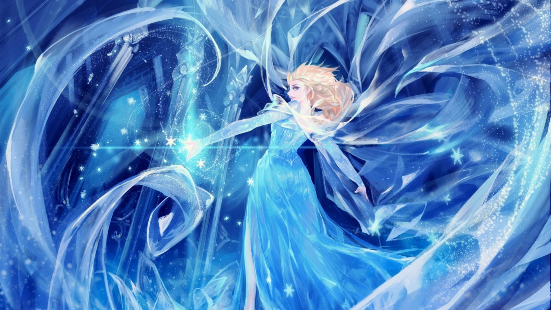 Frozen Elsa Anime Style Fanart Background