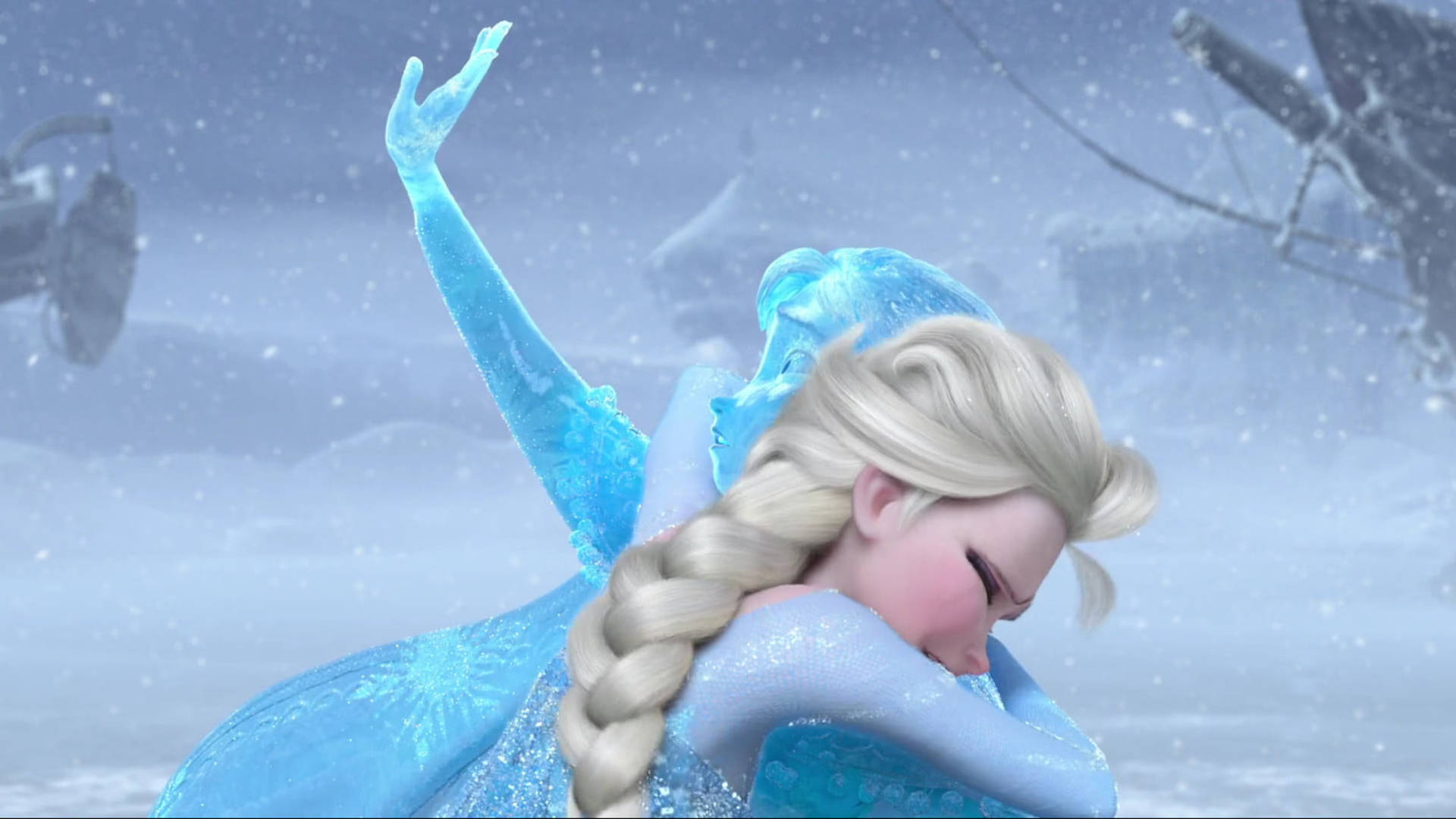 Frozen Elsa Anna Ice Statue Background