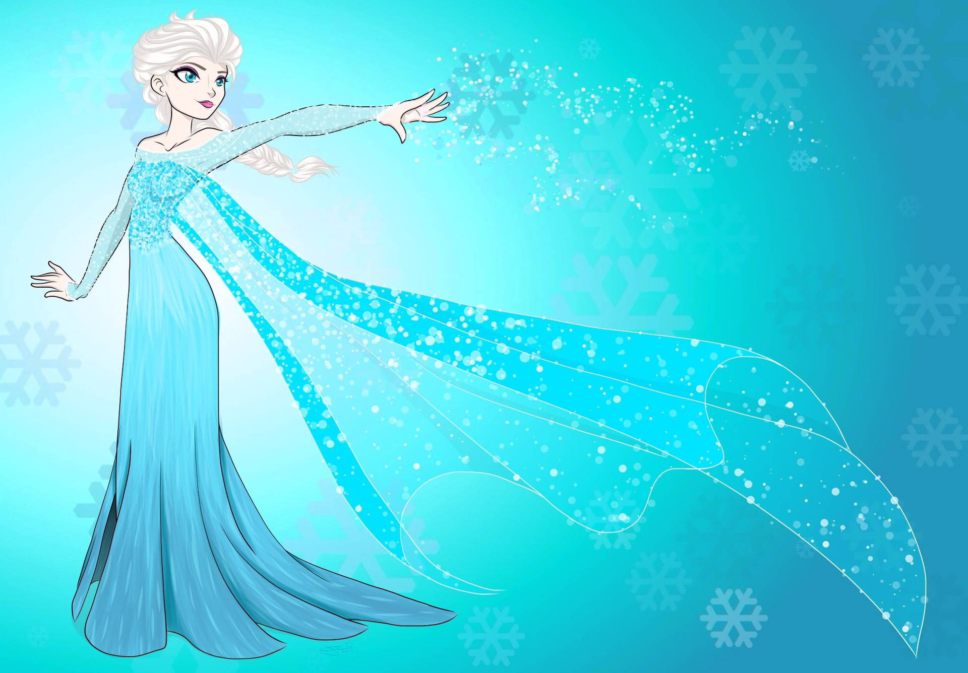 Frozen Elsa Fan Sketch Snowflake Gown Background