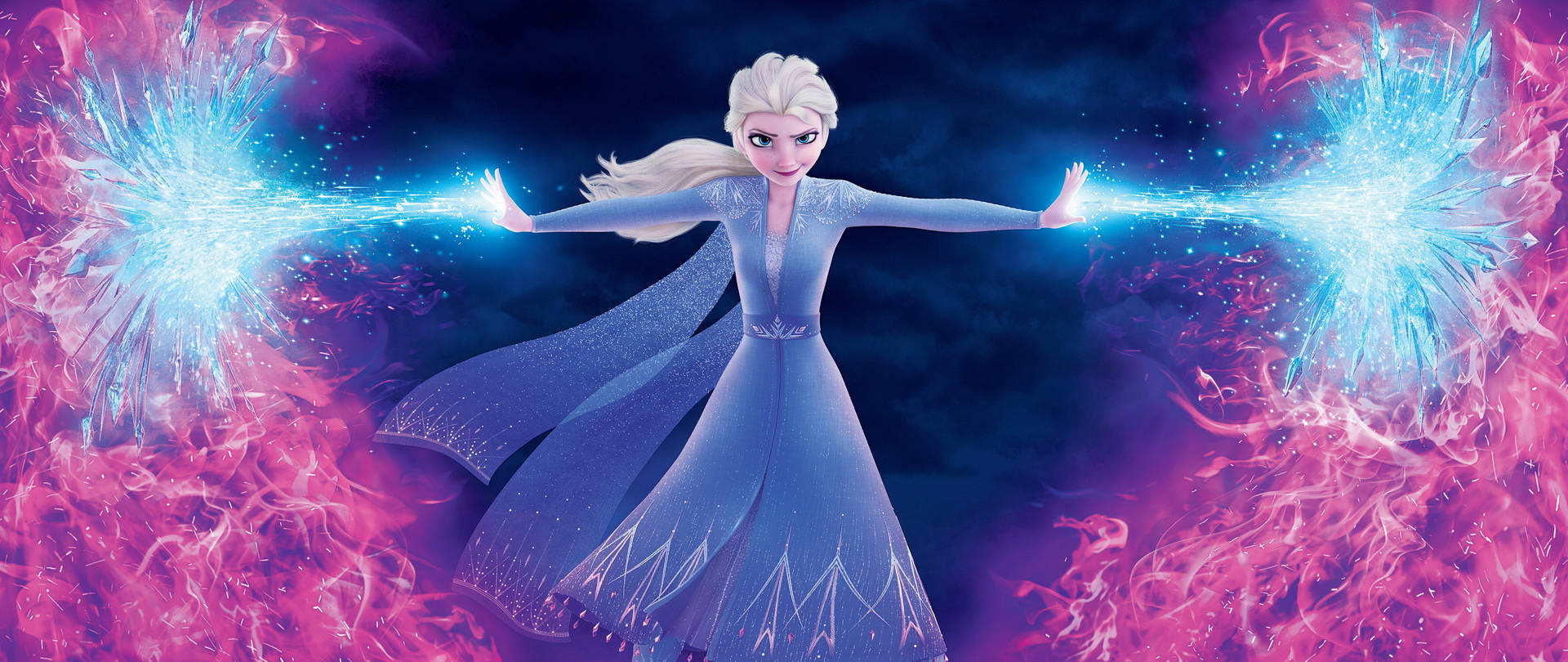 Frozen Elsa Powers Pink Flames Background