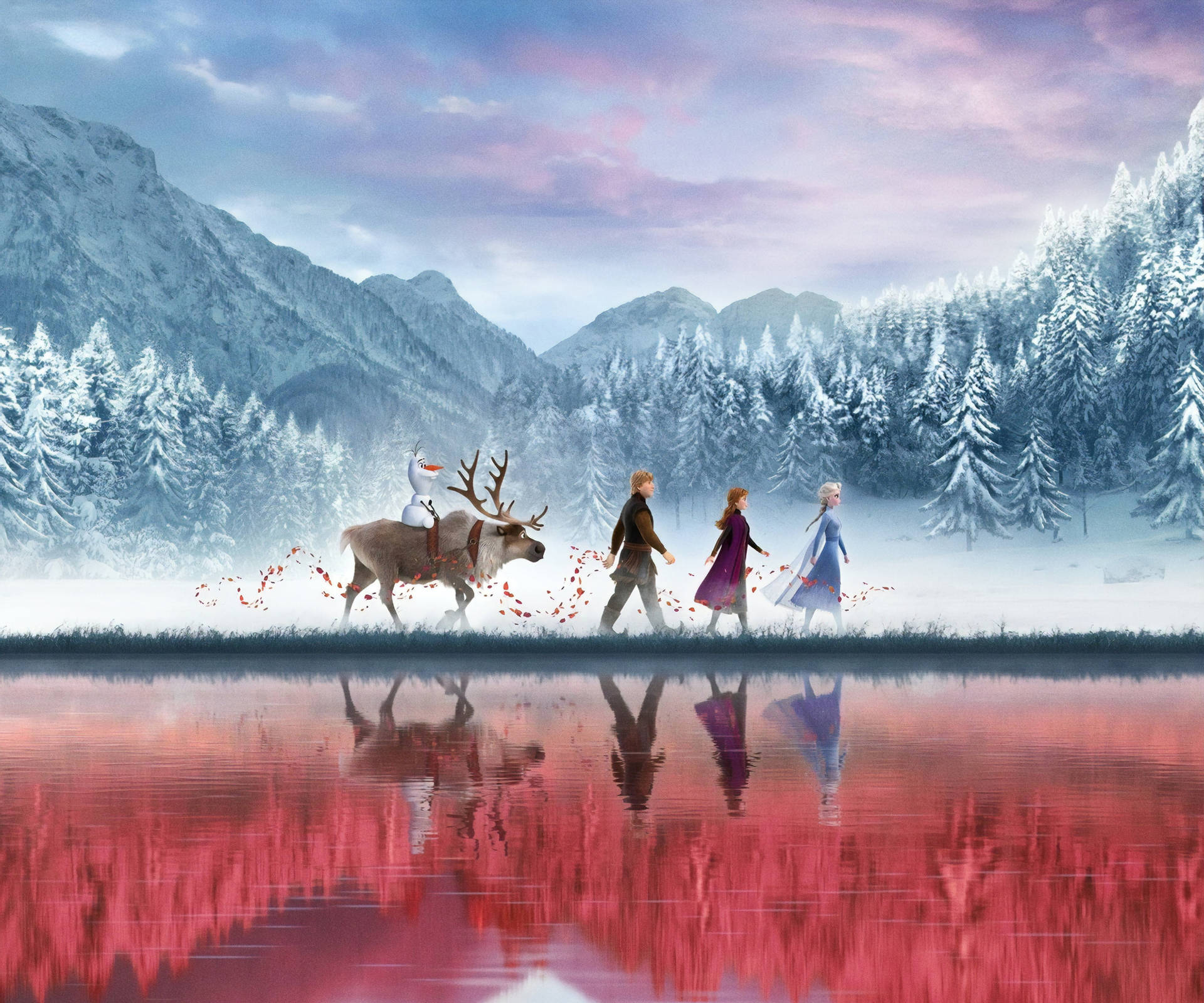 Frozen Elsa Reflection Lake Background