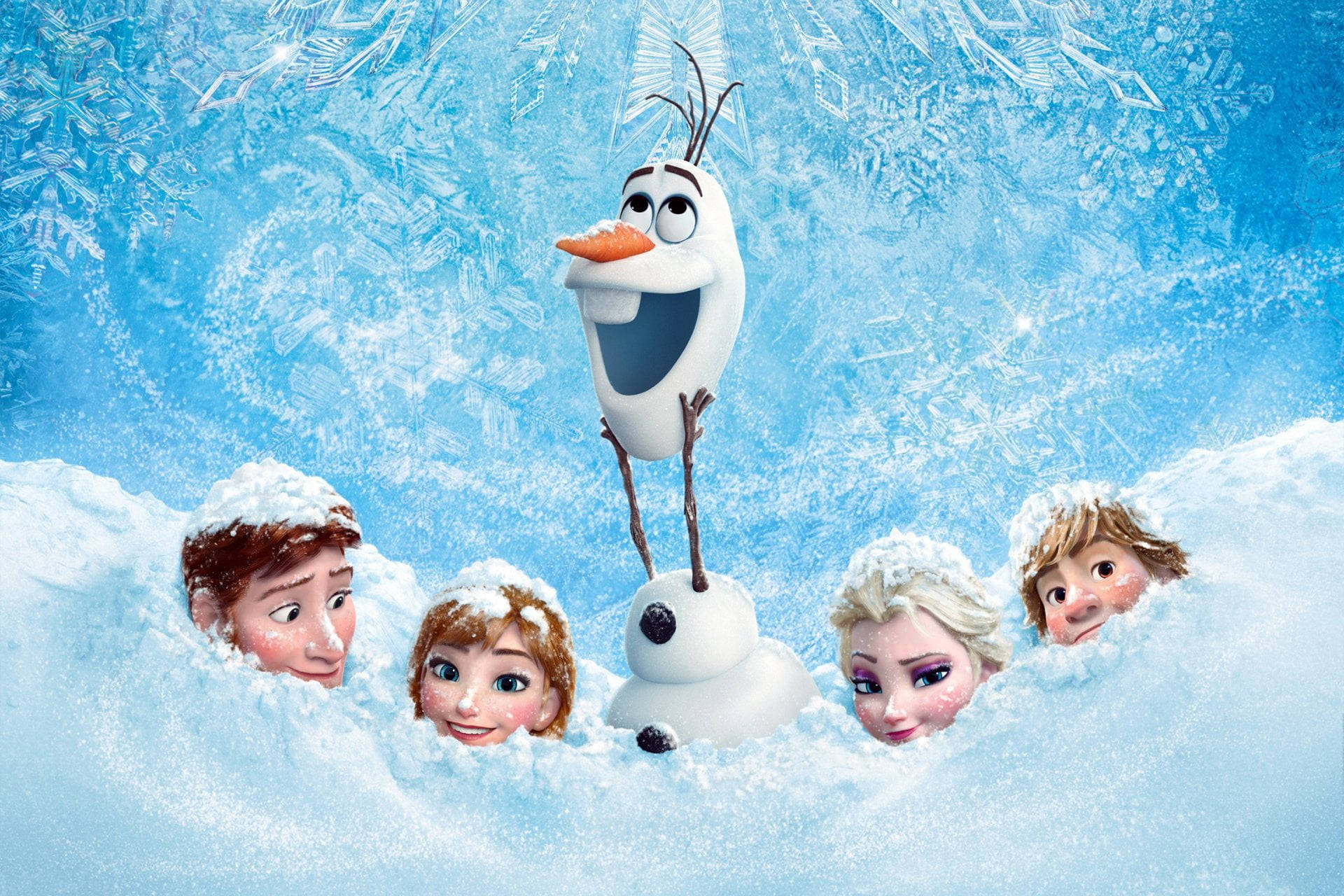 Frozen Elsa Snow Playing Olaf Head Background