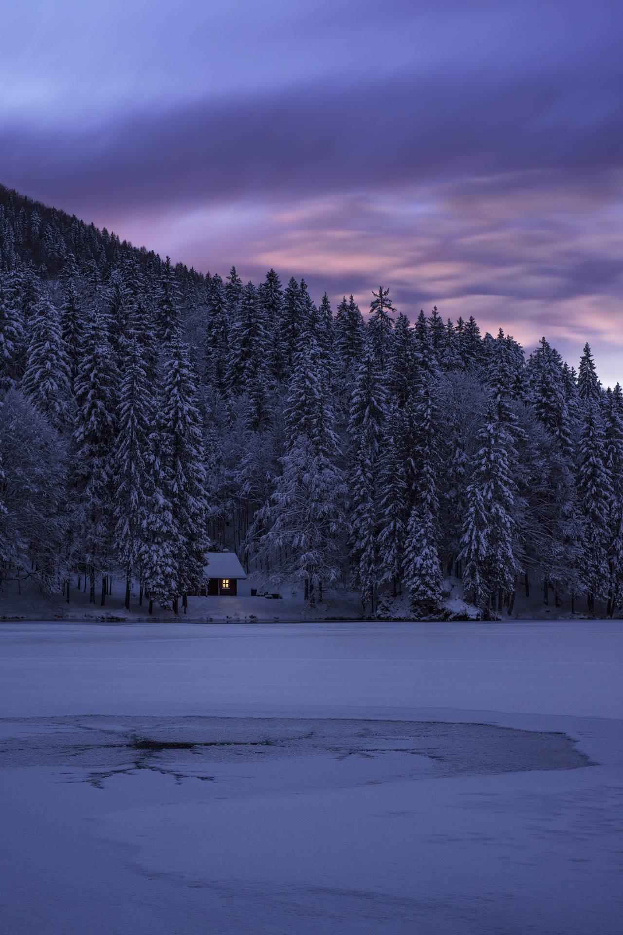 Frozen Fusine Lake In Italy Background