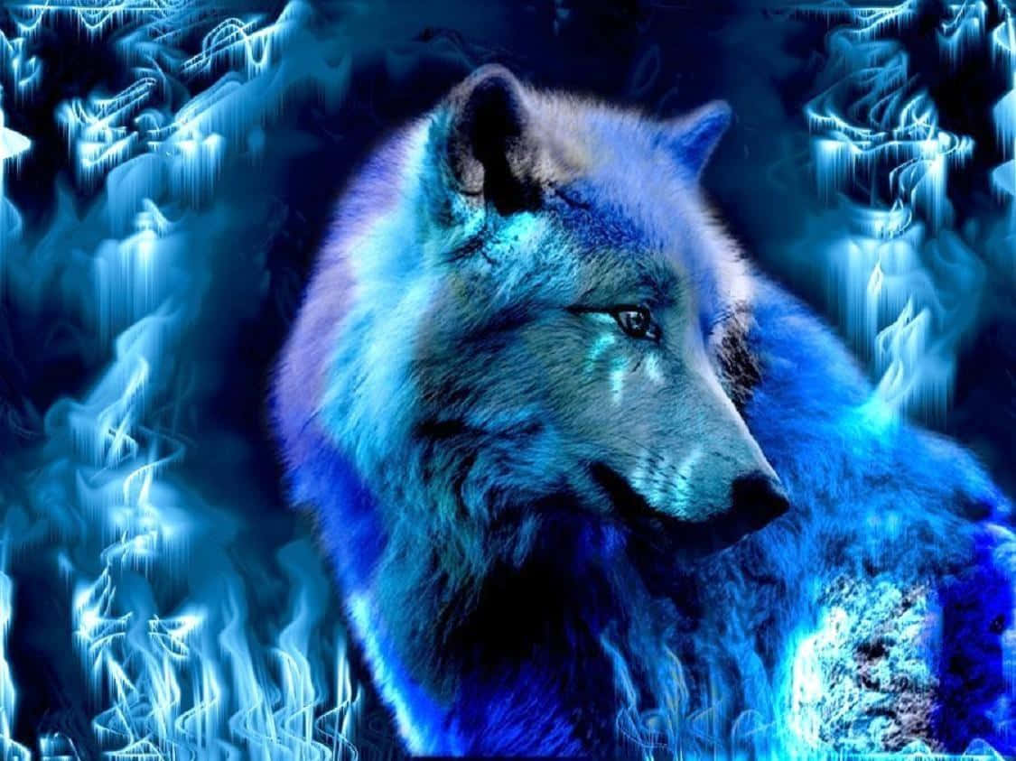 Frozen Ice Cool Blue Wolf Background