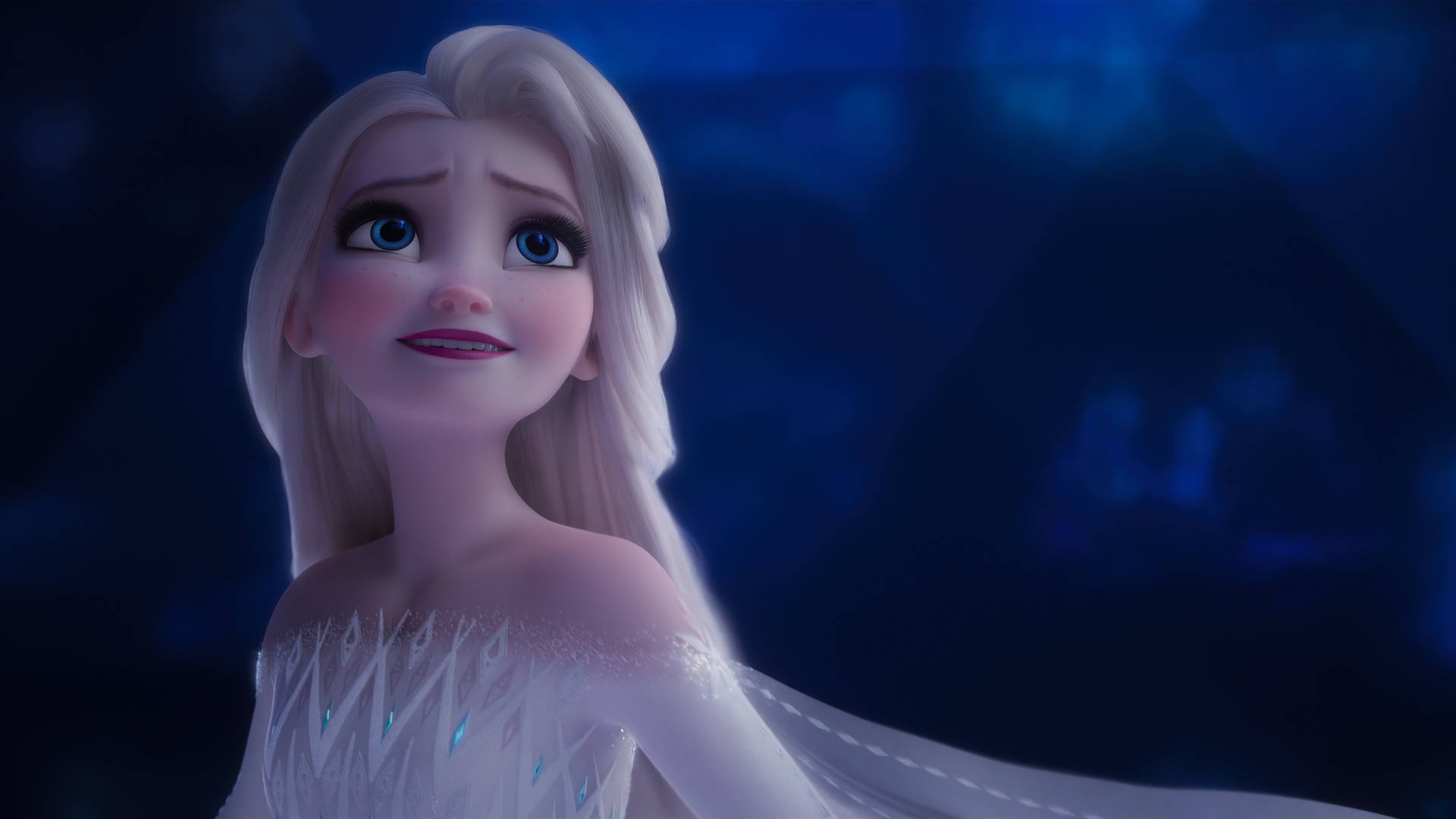 Frozen Ii Elsa In White Dress Background