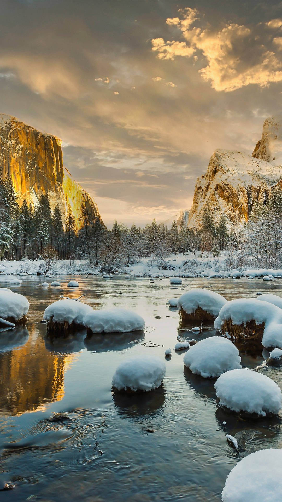 Frozen Rocks By Yosemite Iphone Background