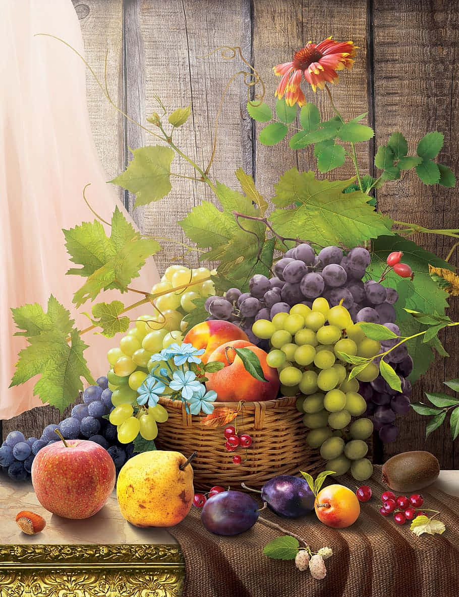 Fruit Basket Still Life Art Background