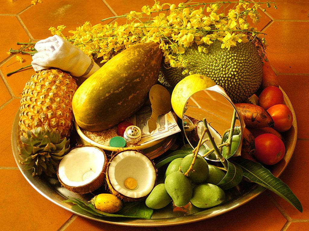 Fruit Platter Offering Vishu Background