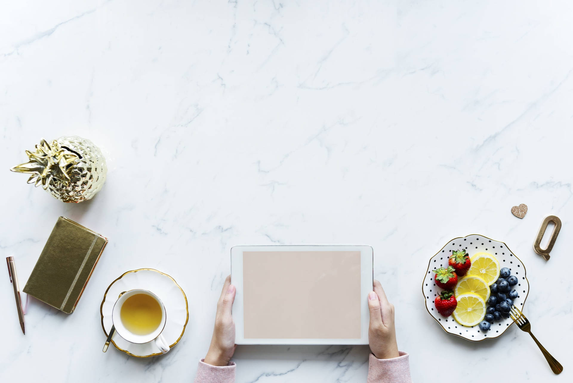 Fruits And Tea Blogging Backdrop Background