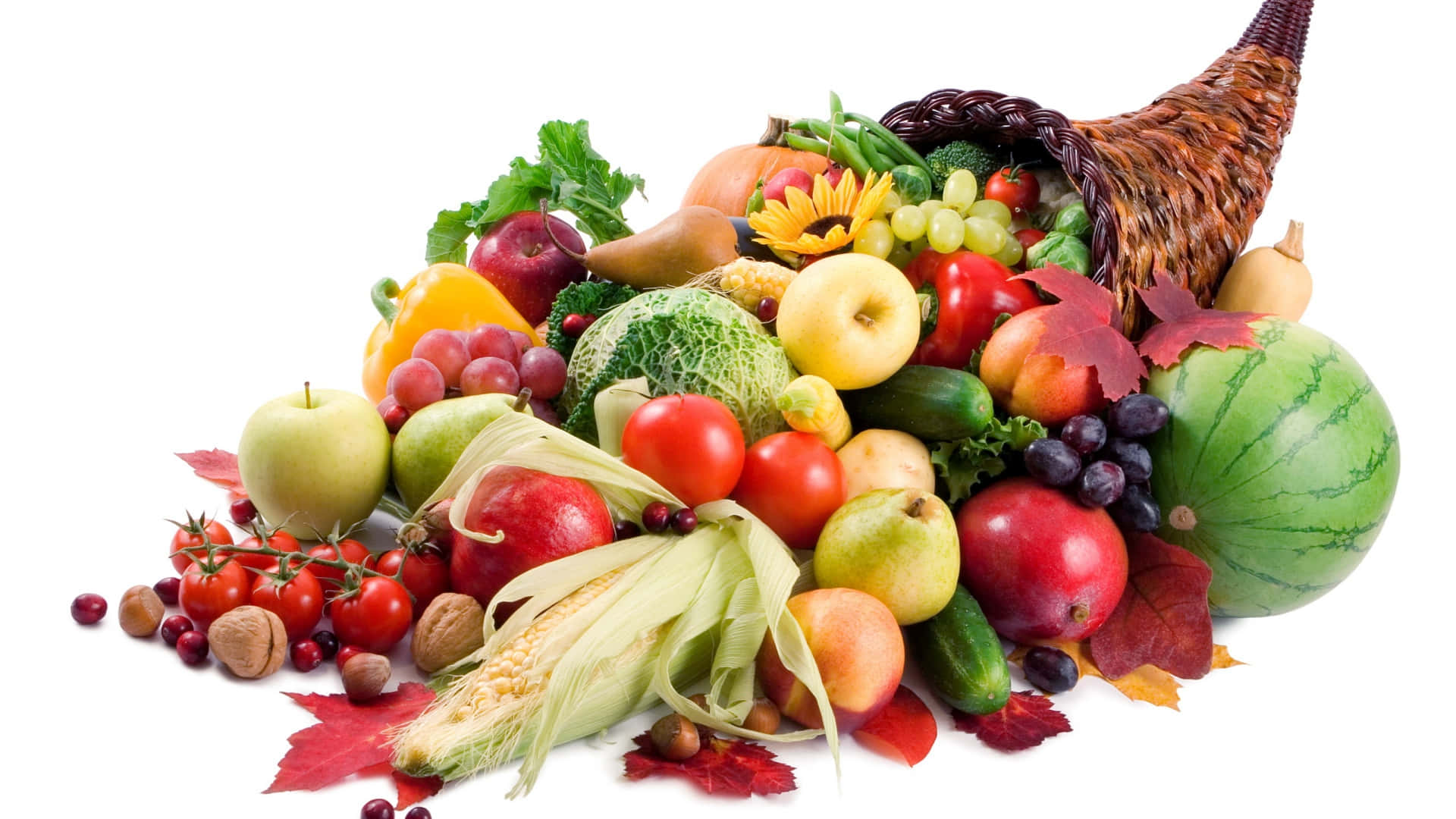 Fruits And Vegetables In A Heap Background