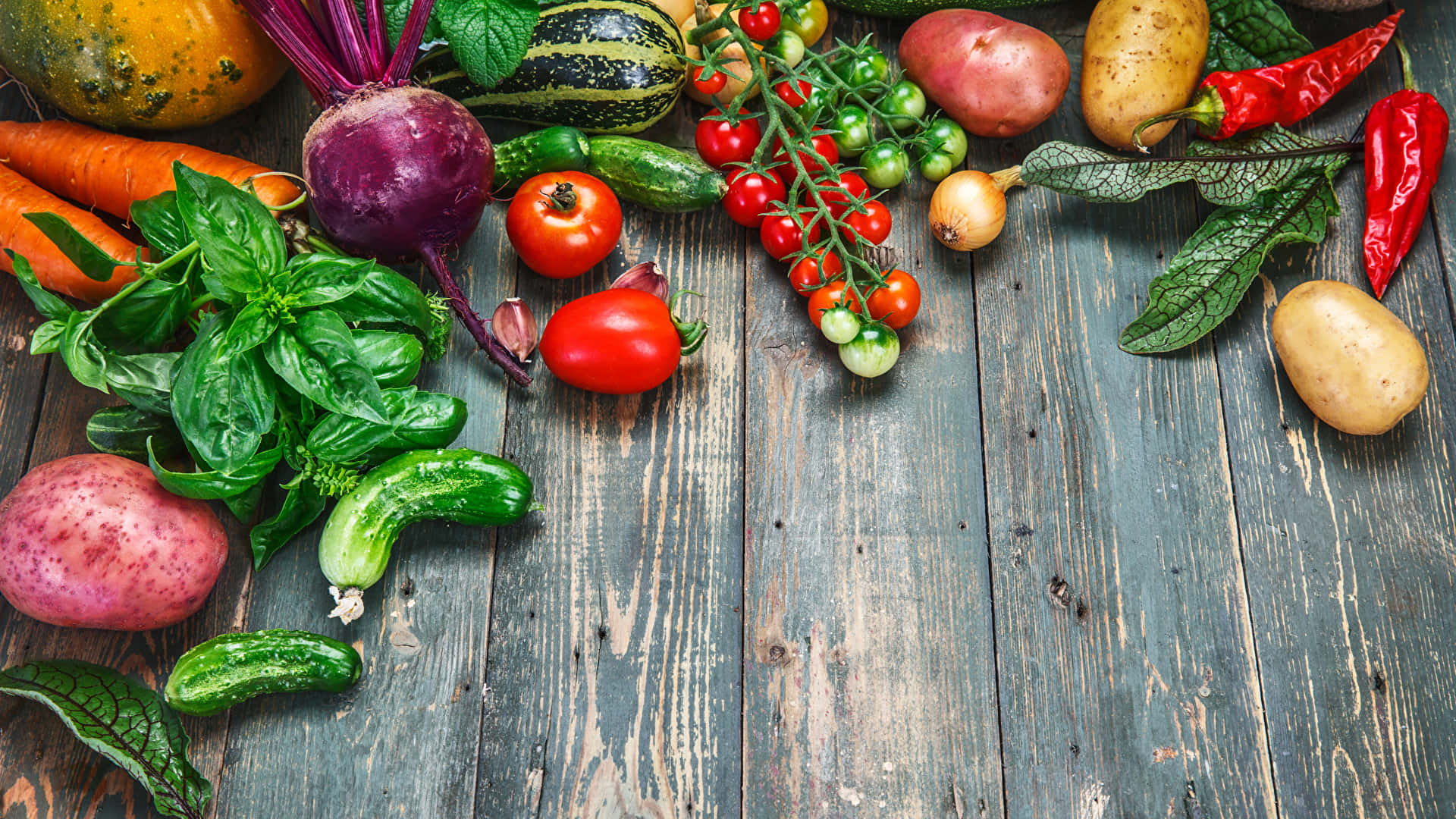 Fruits And Vegetables Ingredients For A Healthy Meal