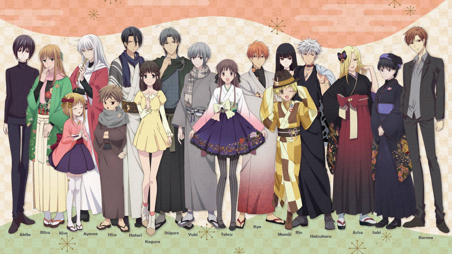 Fruits Basket Characters Formal Attire Background