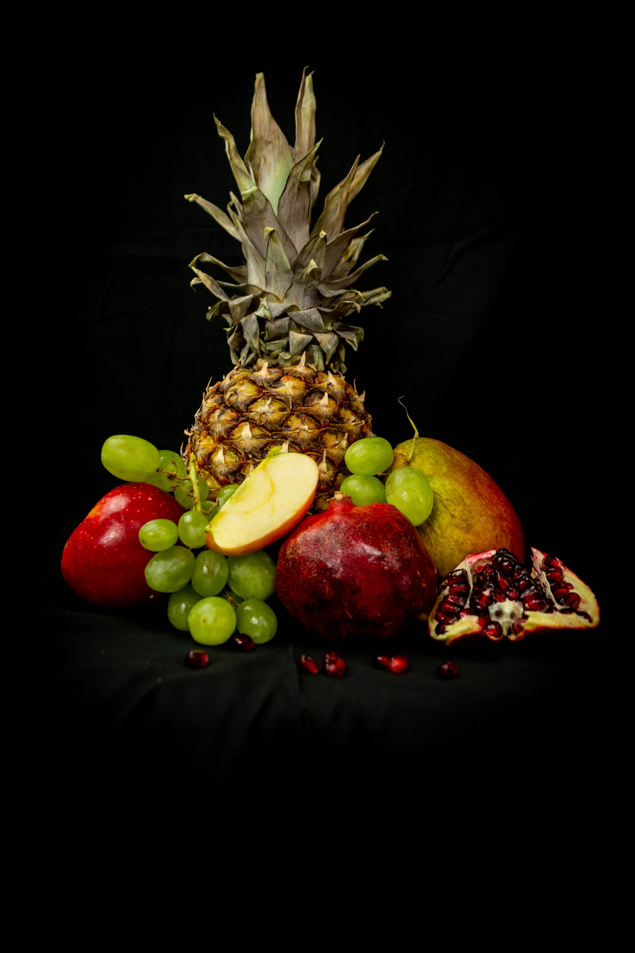 Fruits In A Dark Room Background