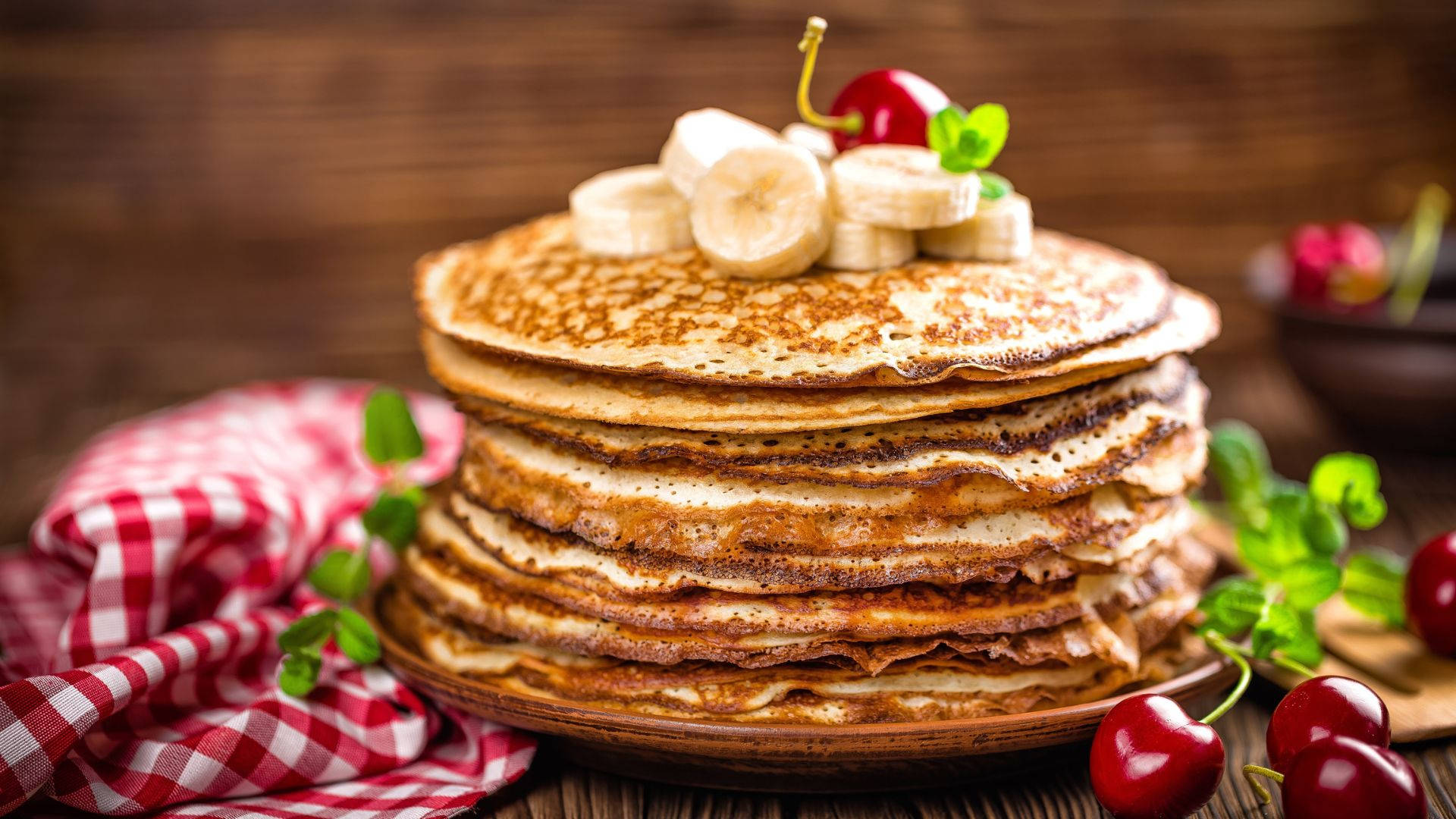 Fruits On Pancakes Background